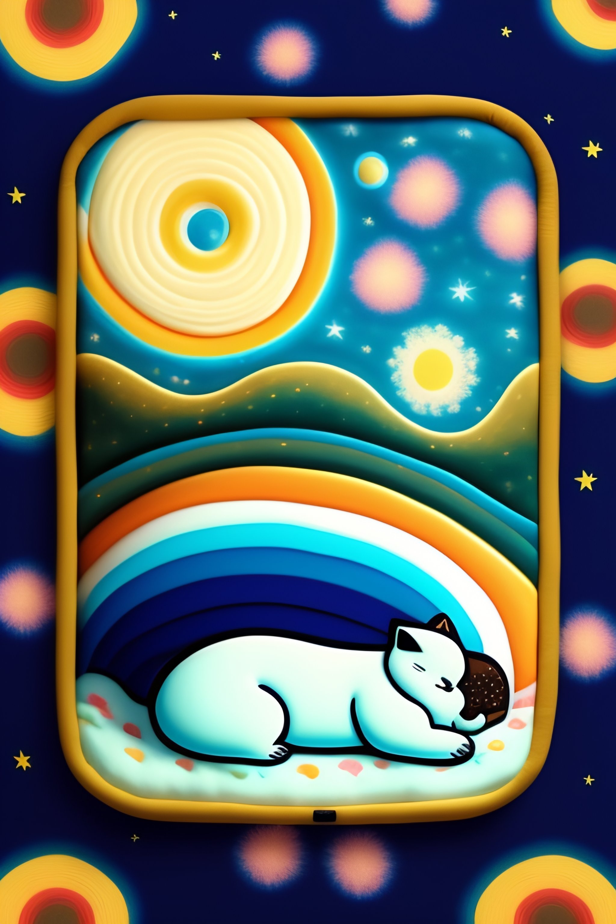 Lexica Snorlax Sleeping With A Van Gogh Strarry Night Background 