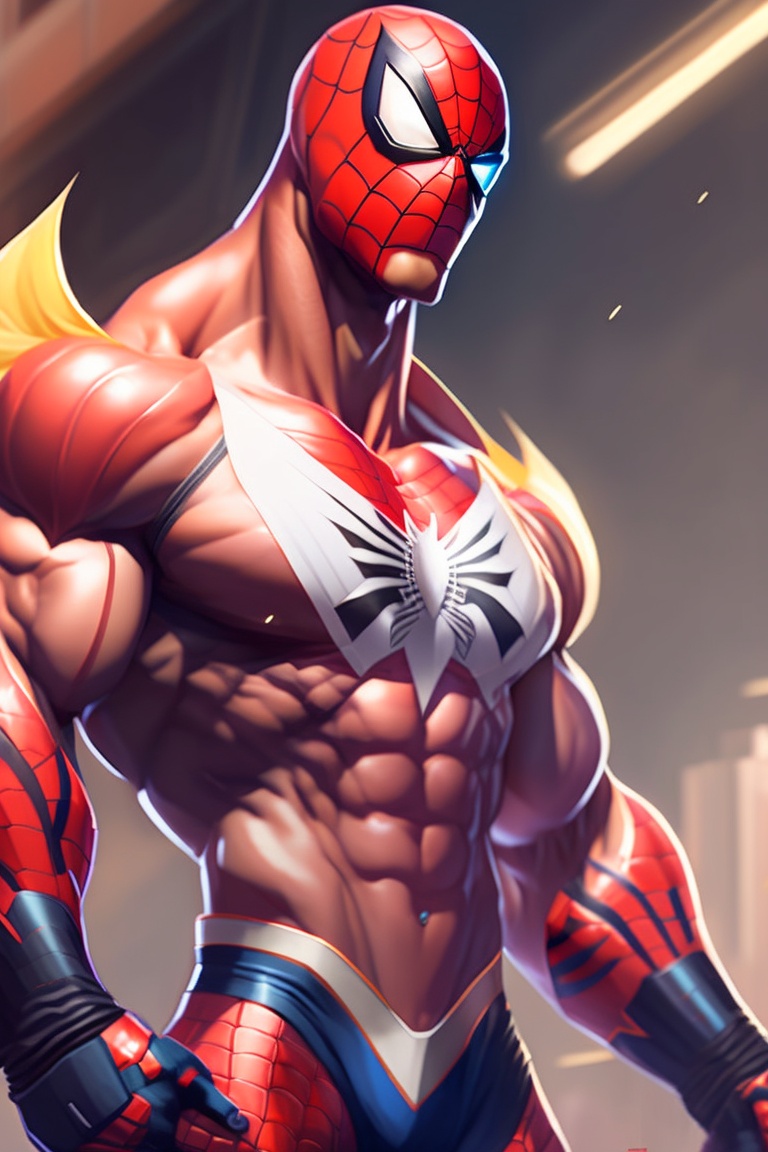 Lexica - Full body potrait of super muscular ripped body as spiderman ...