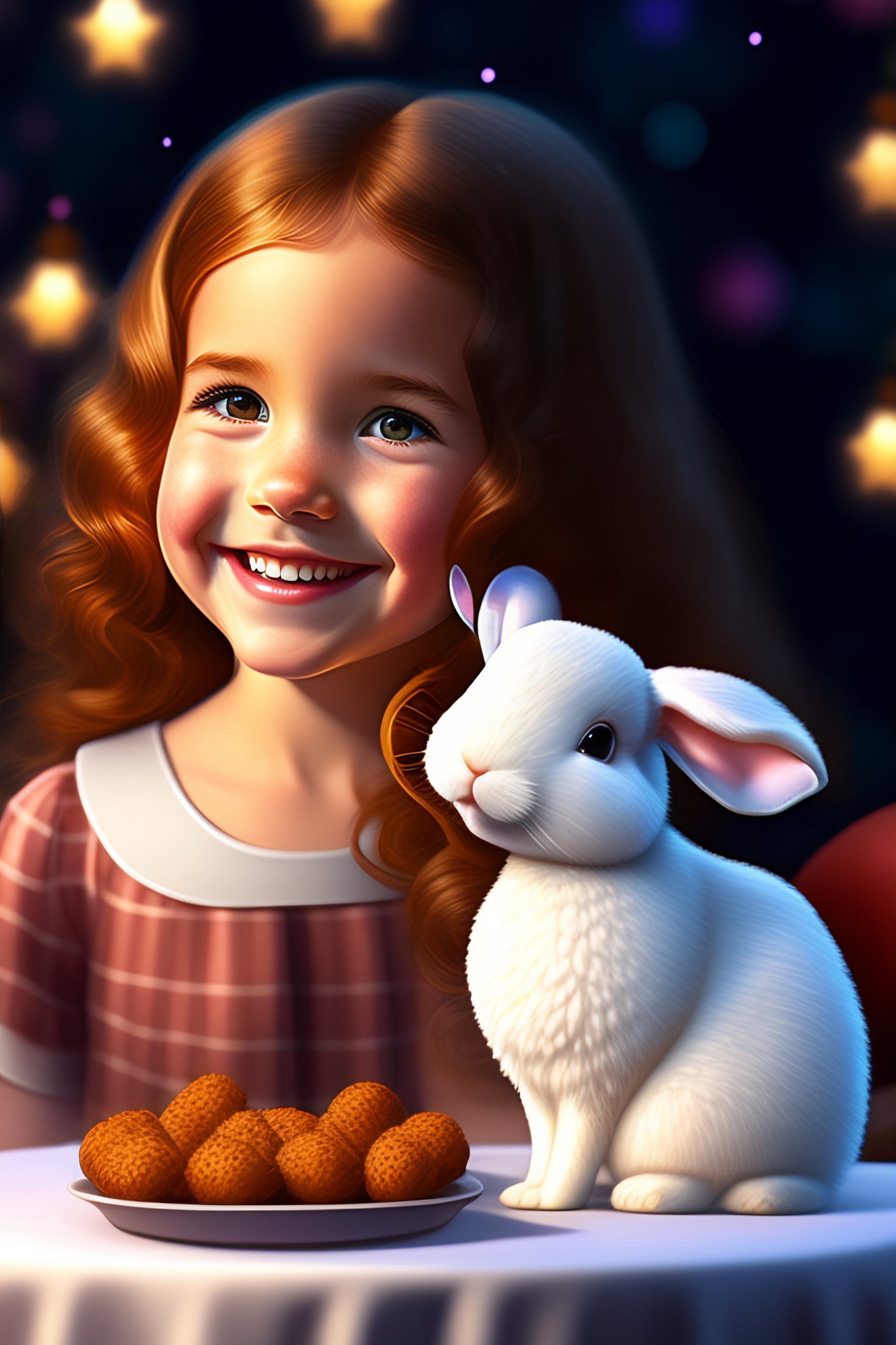 Lexica - Pixar art of a smiling 3 years brown hair girl and her small ...