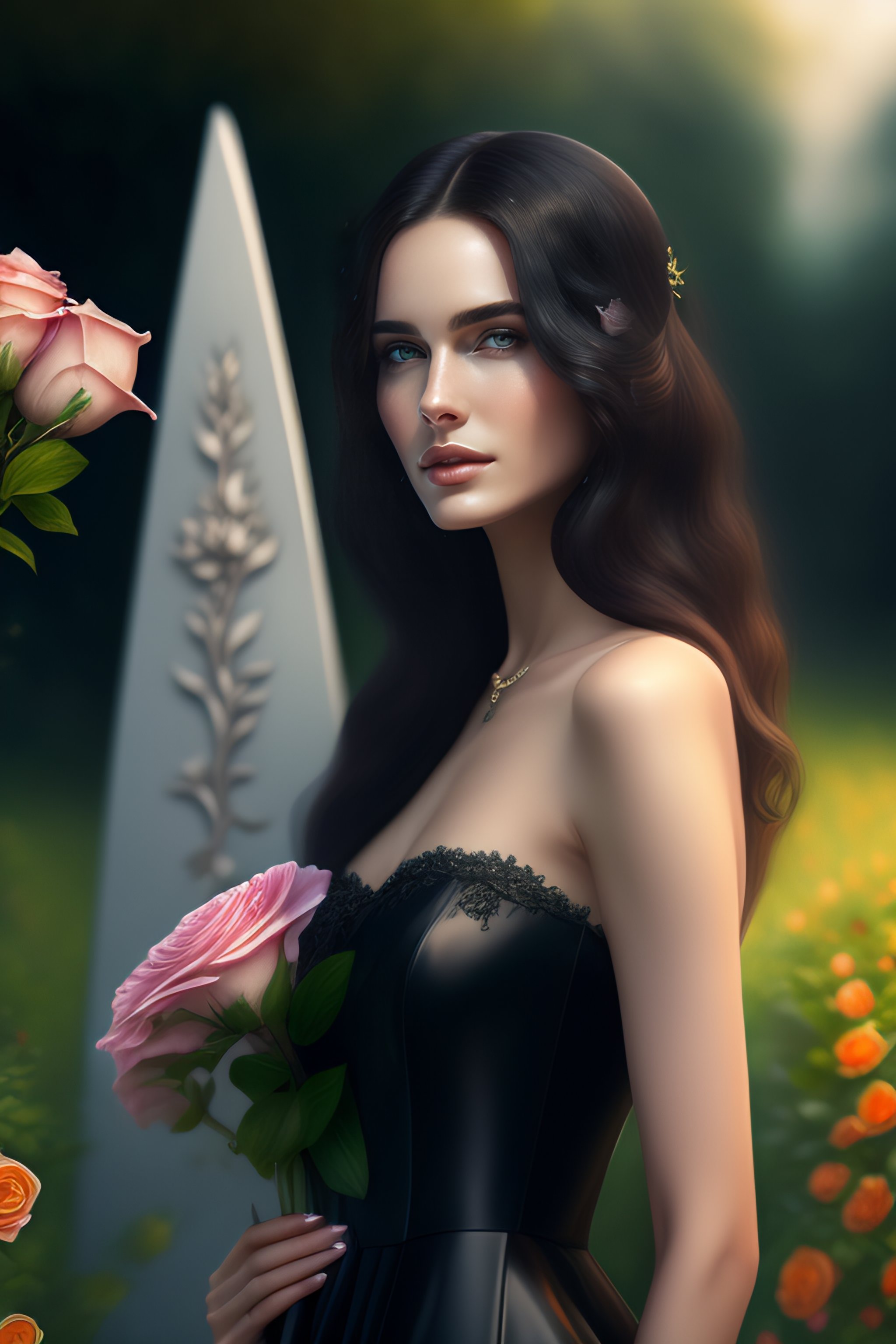 Lexica - Beautiful portrait of a young elegant woman with long dark ...
