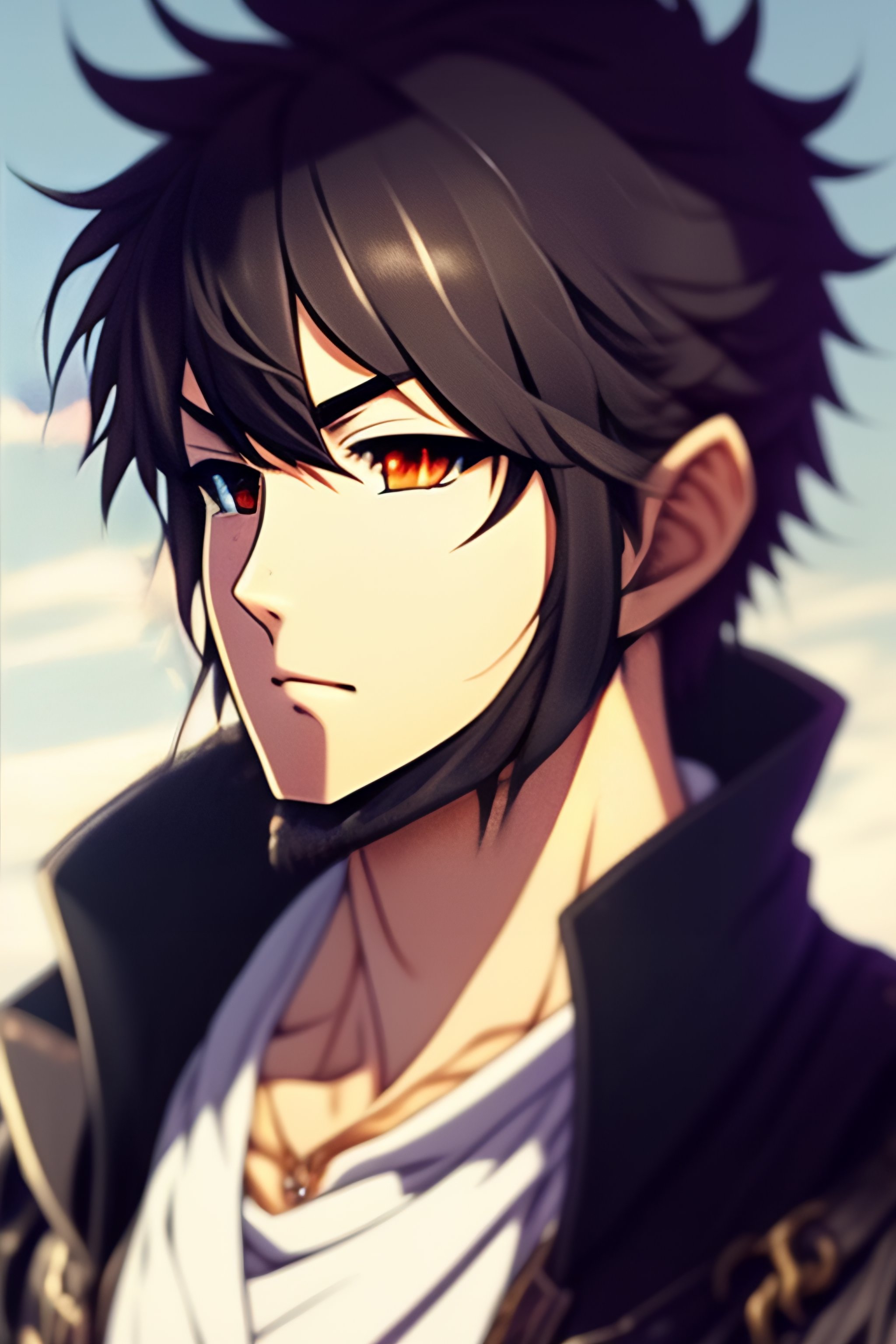 Lexica - Cute anime man with messy hair and short beard