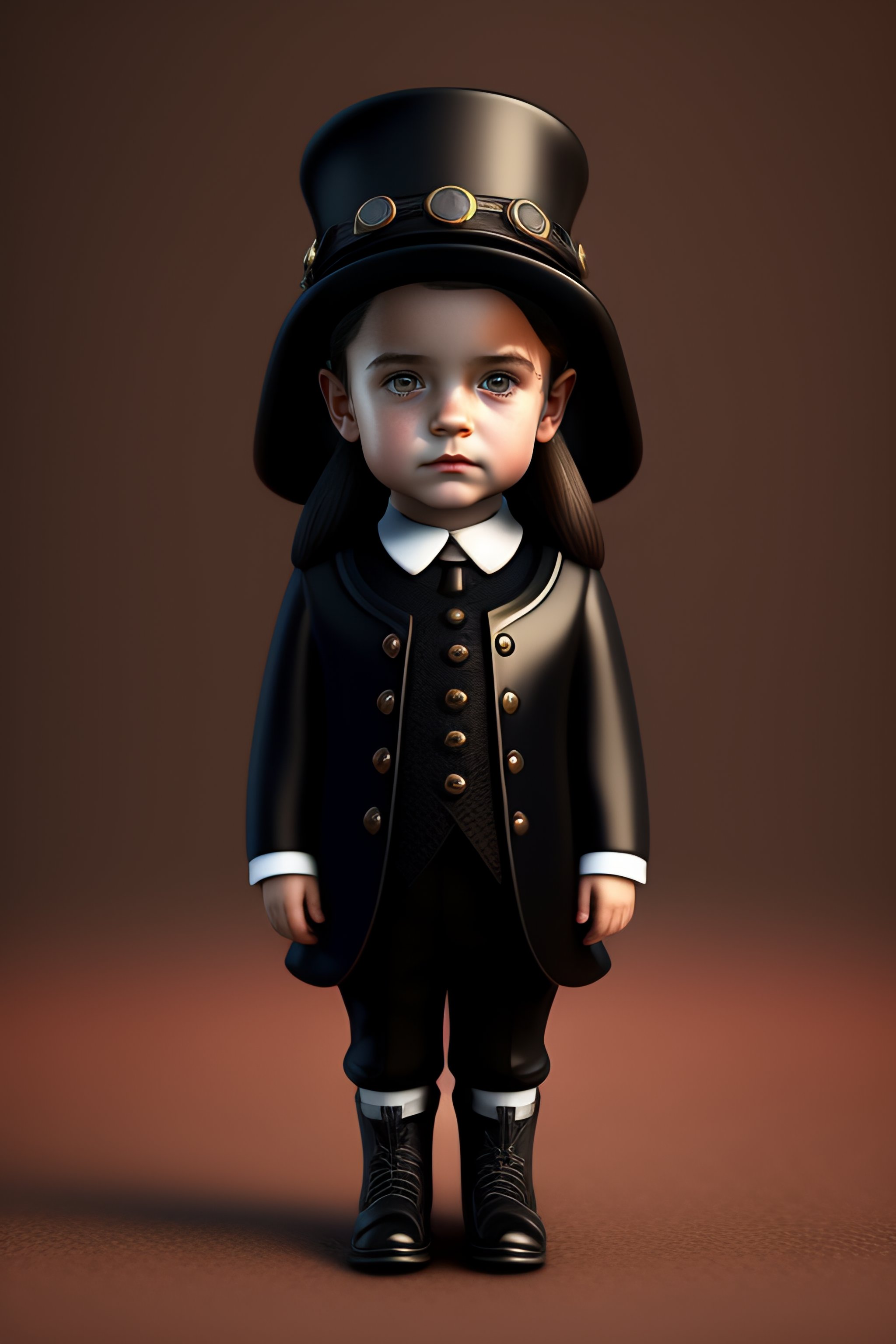 Lexica - Little kid Wednesday Addams sad expression wearing steampunk ...