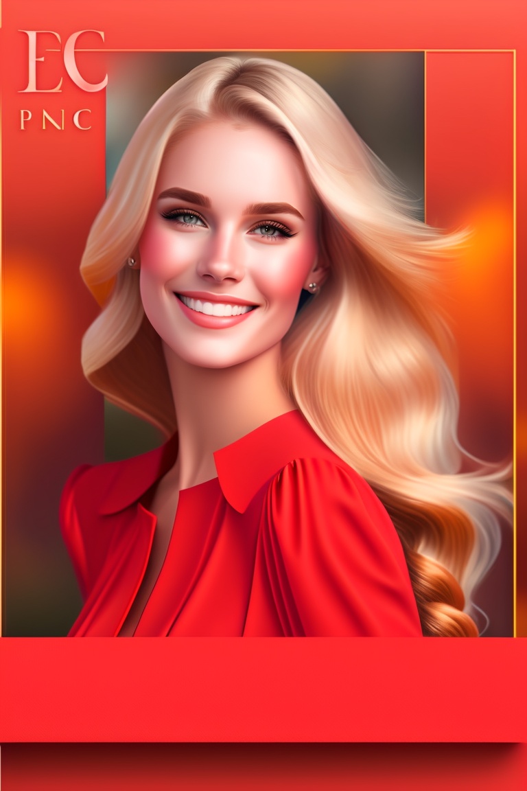 Lexica - Beautiful, young blonde girl stands smiling in a red summer dress