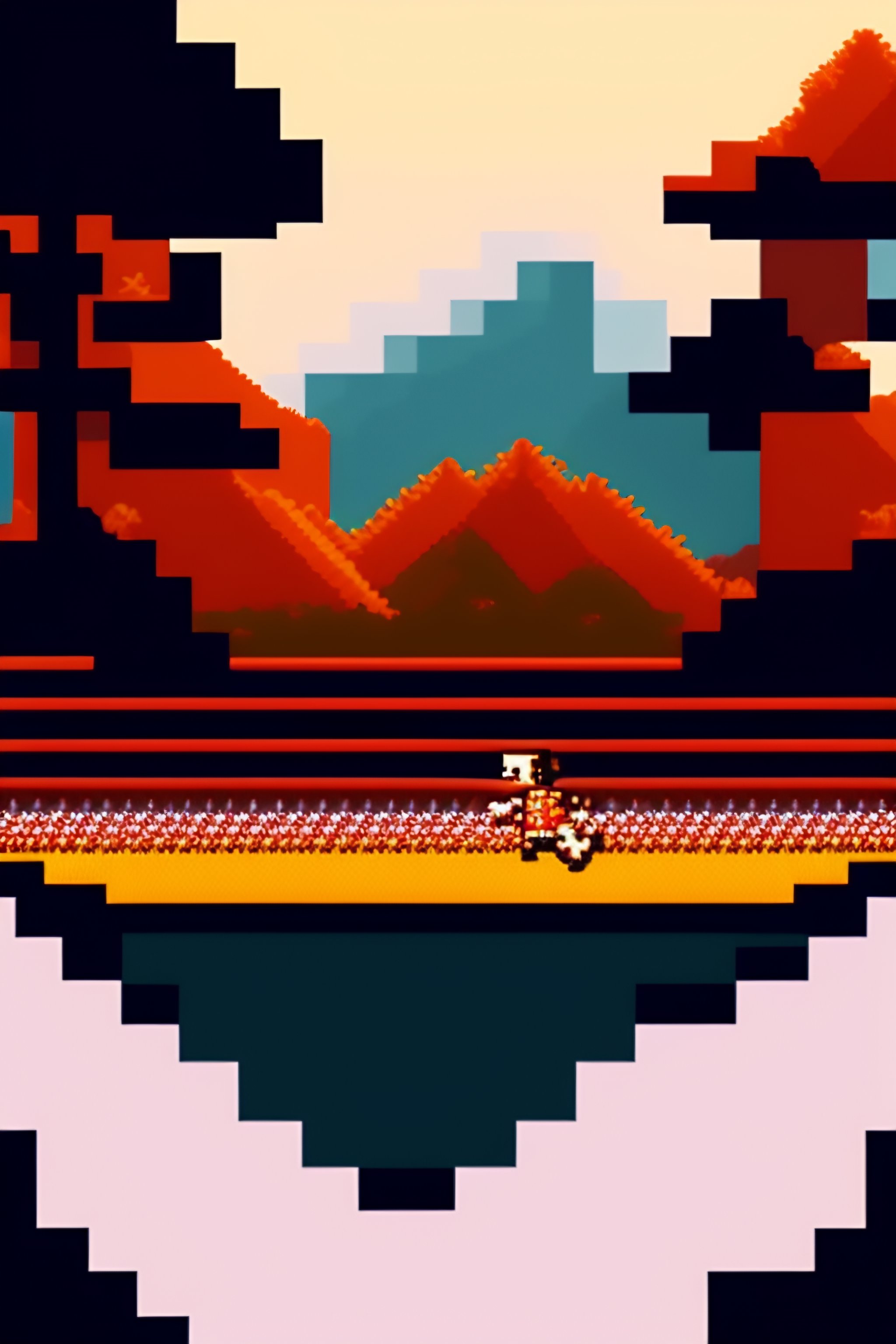 Lexica - Man running in the jungle pixel art gif