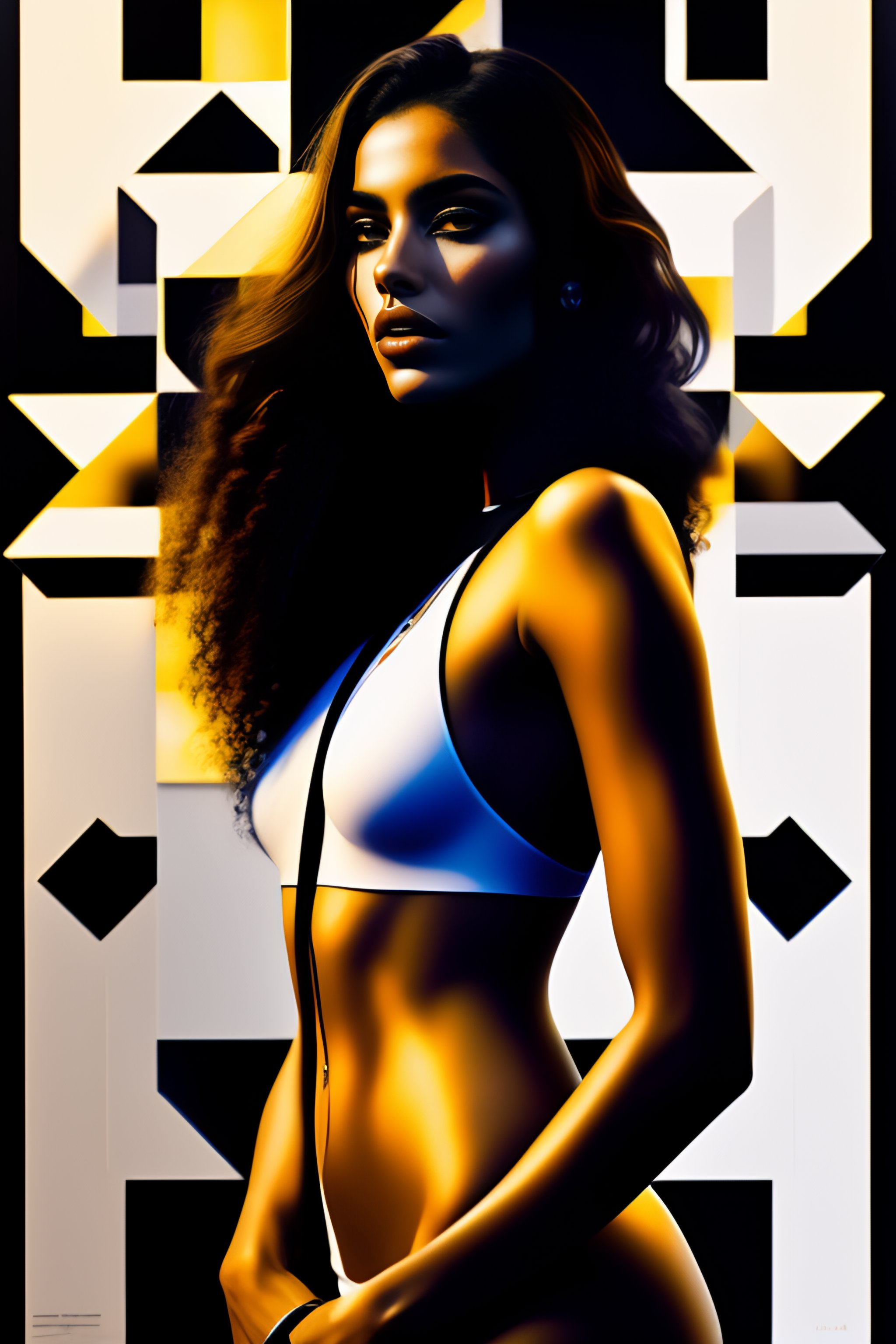 Lexica - Op art, hyper- Latina body girl in pharaonic posture, female model  in the streets of India, collage, goldblocks, brutalism, Arabic calligr