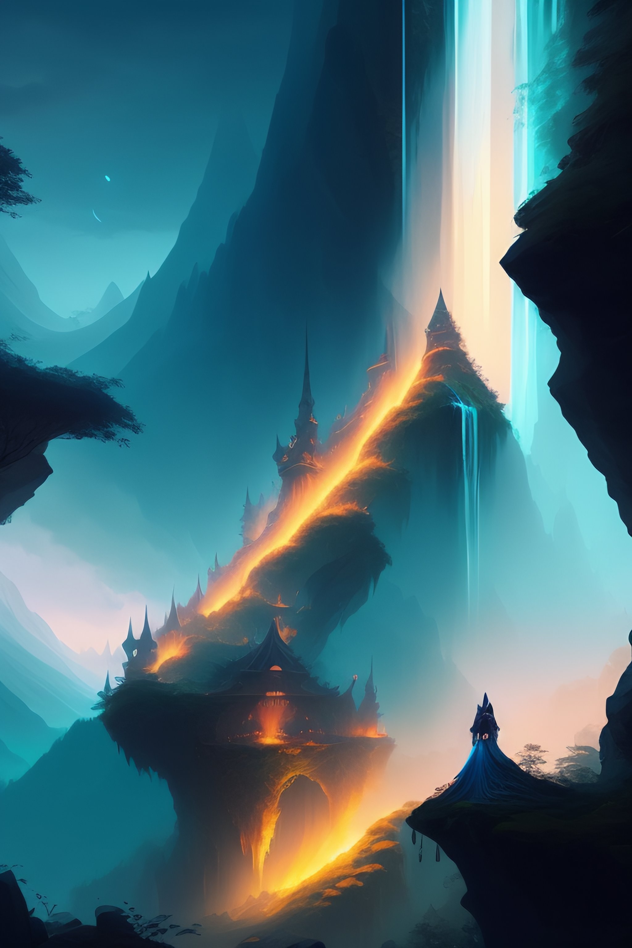 Lexica - [Peter Mohrbacher] Rivendell built on a cascading waterfall ...