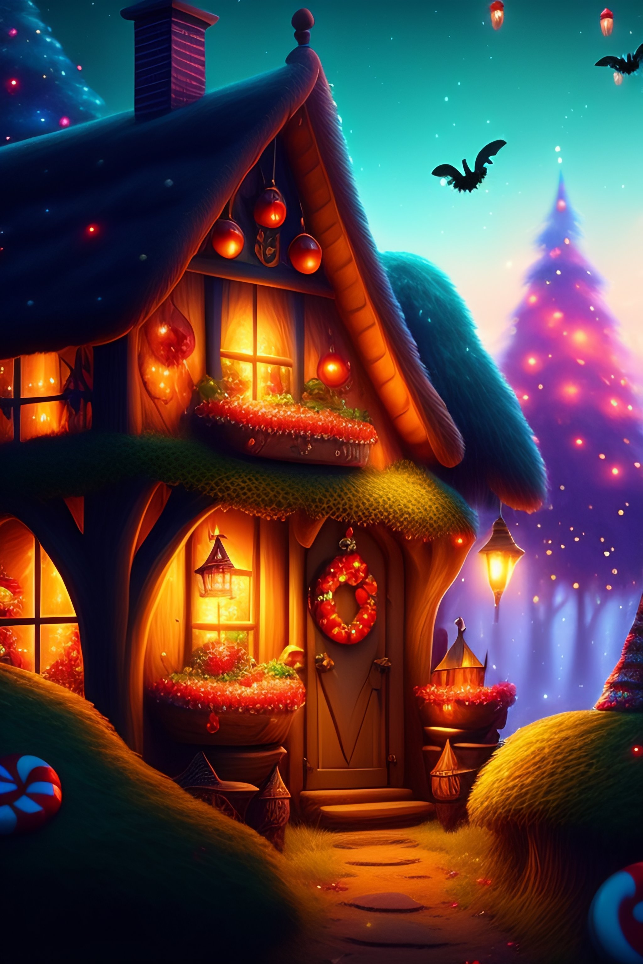 Lexica Gingerbread candy village, cinematic scene, studio lighting