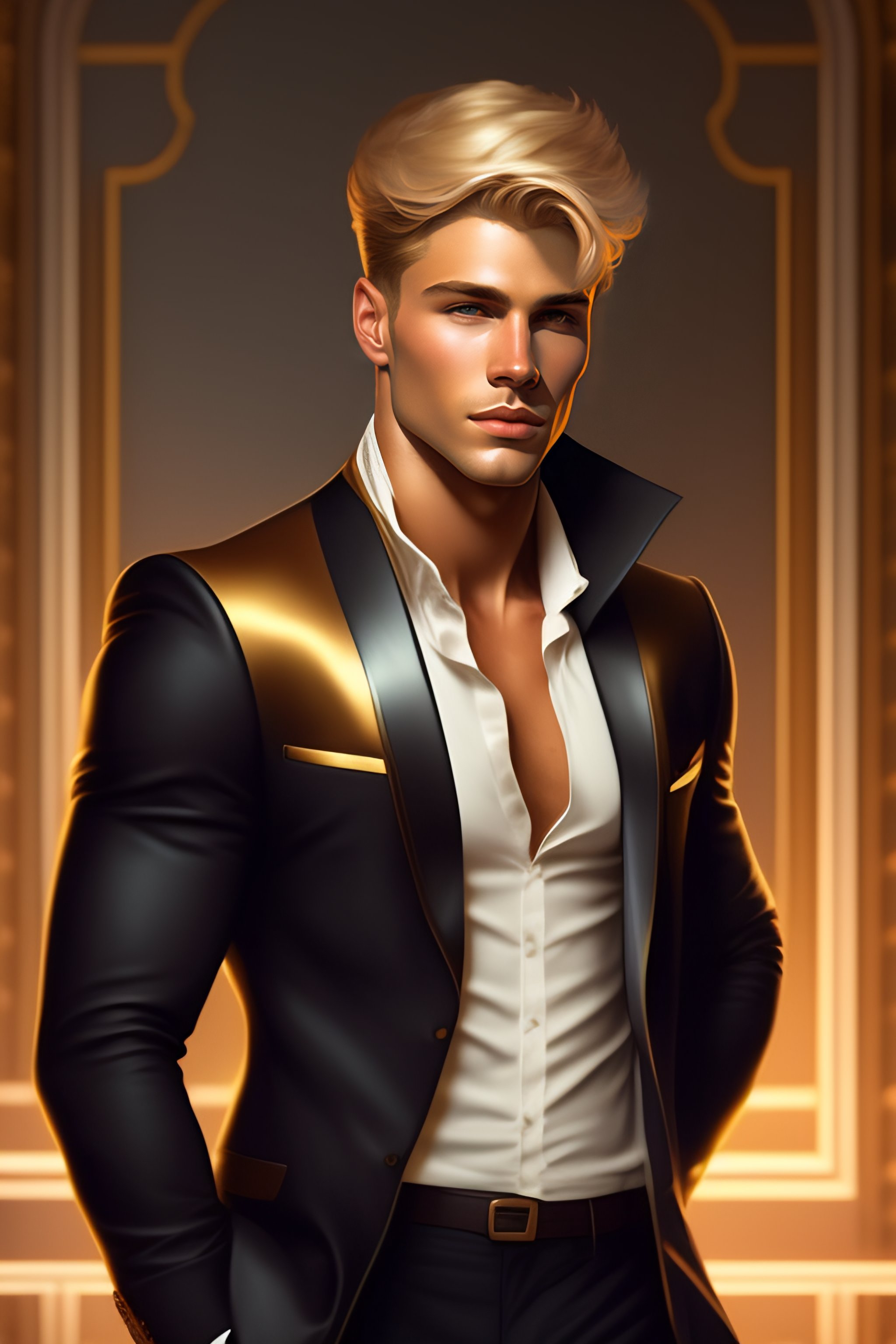 Lexica A Modern Young Man Without A Jacket Minus Shirt Gold Blond Hair Will Solace Age