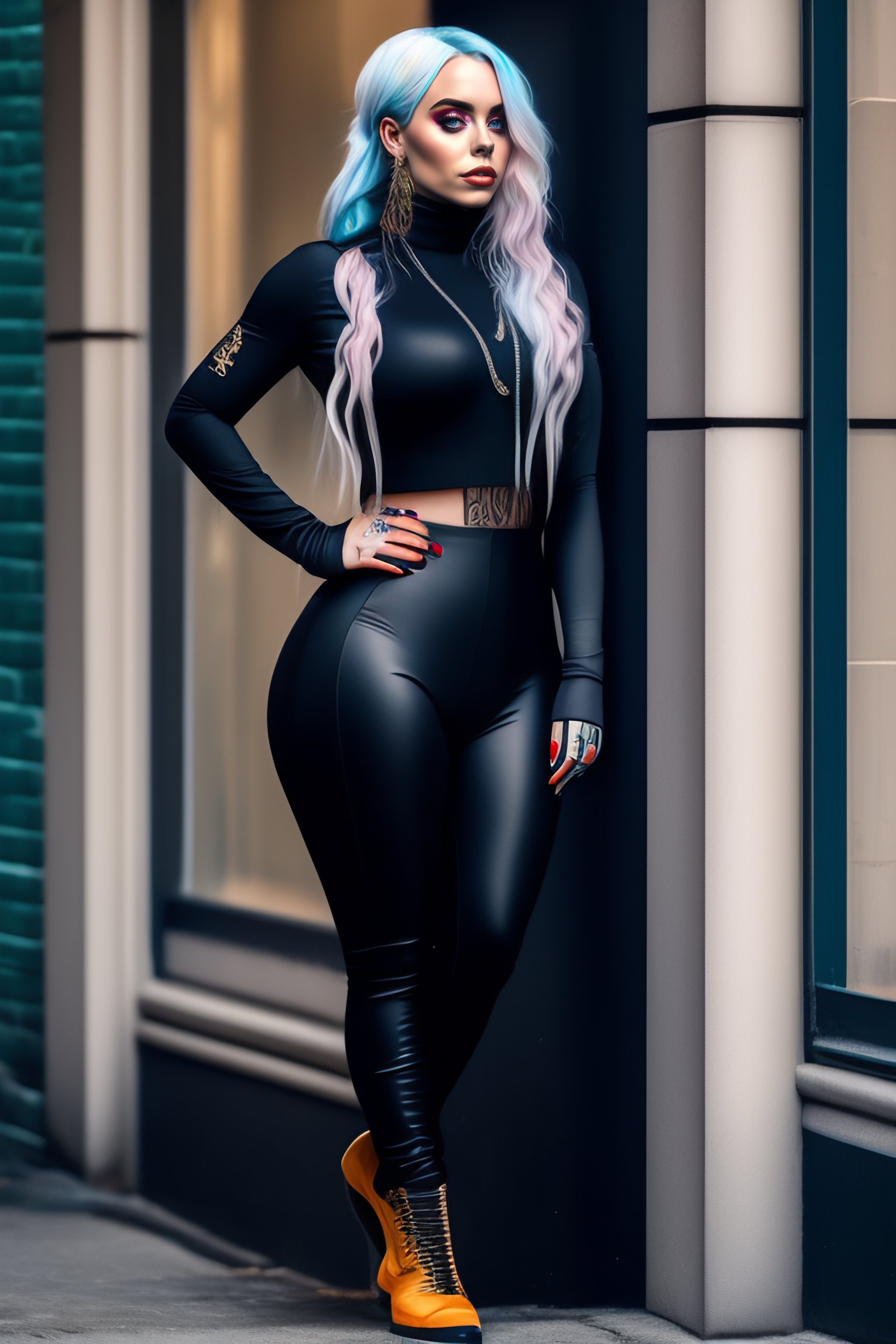 Lexica Billie Eilish With Incredible Body Gothic Style And Tight Clothing 7974