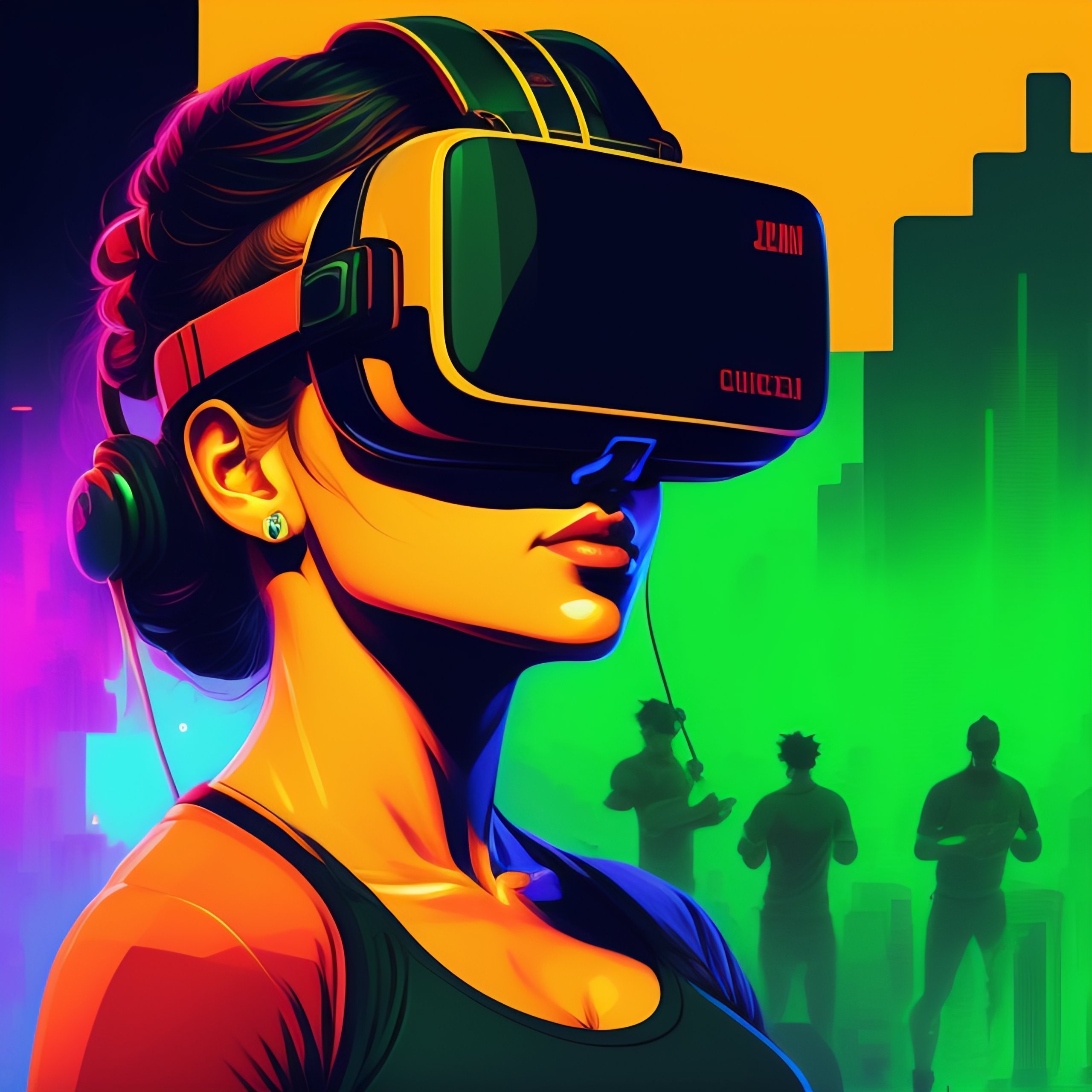 Lexica - Group of friends doing a workout with a vr headset, style of ...