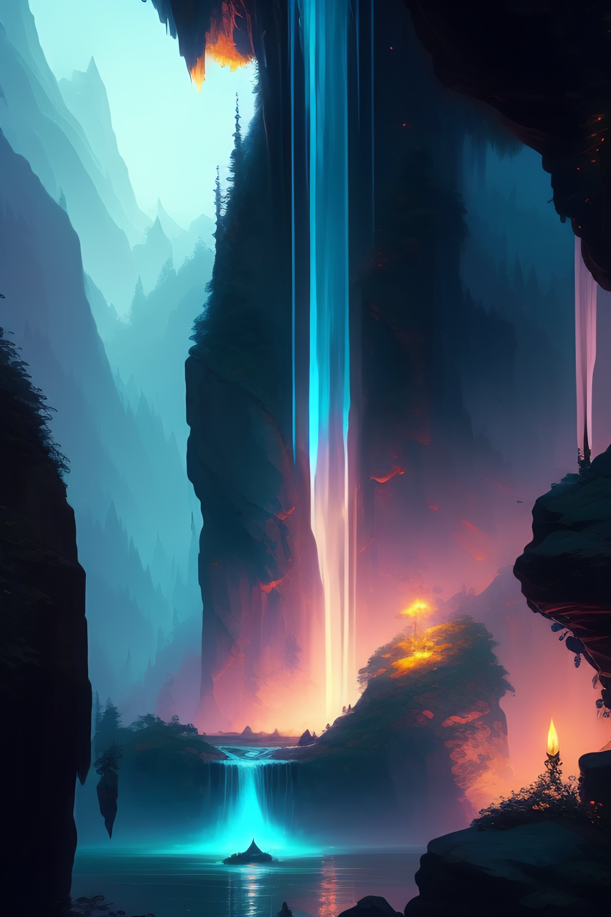 Lexica - [Peter Mohrbacher] Rivendell built on a cascading waterfall ...