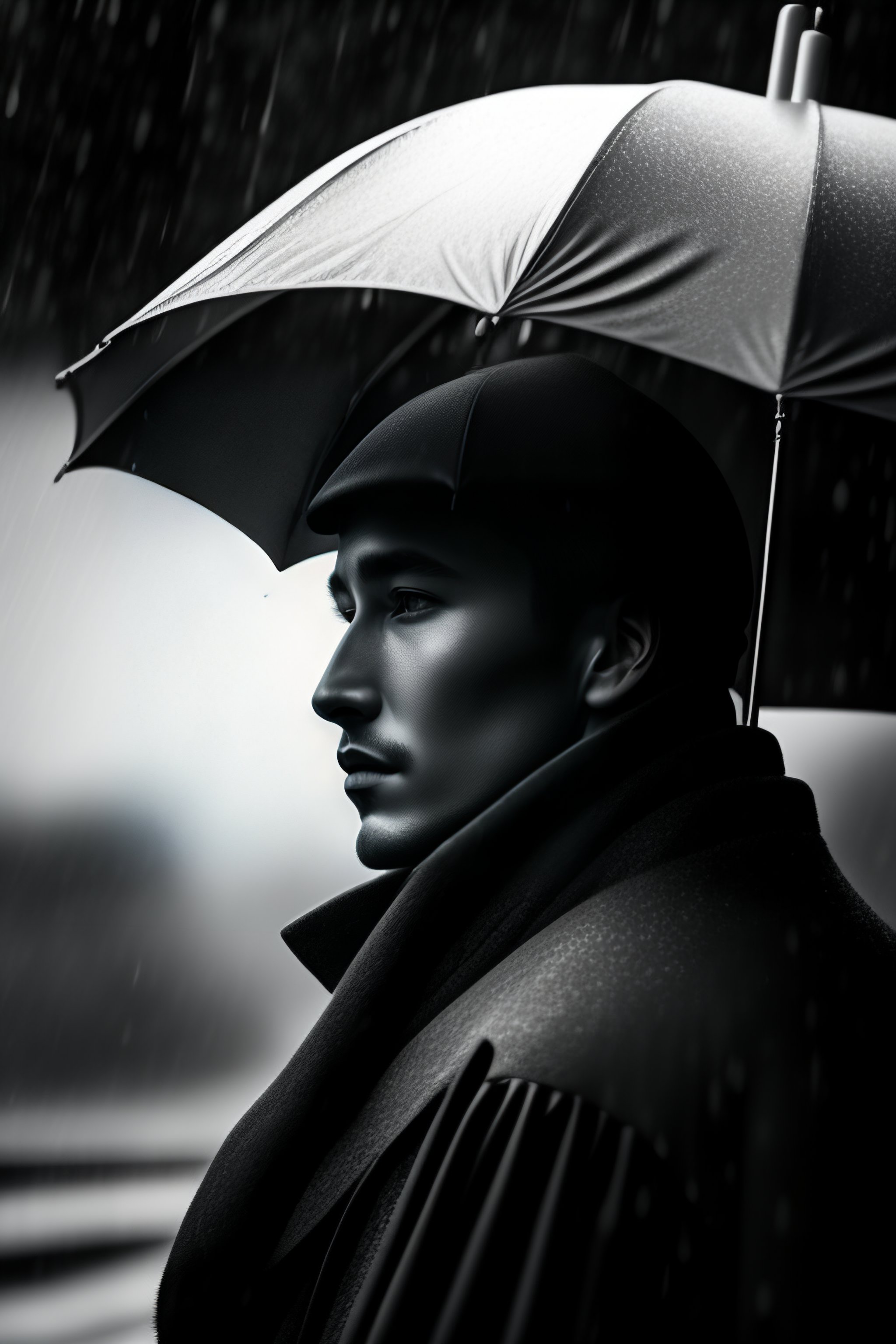 Lexica Black and white old portrait style painting of a man with no