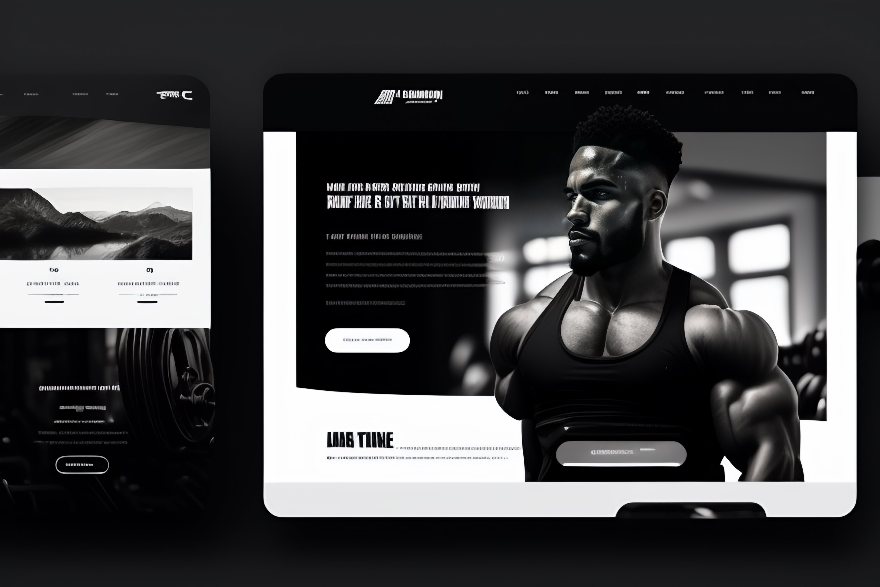 Lexica - Landing page for a fitness web app using black and white theme