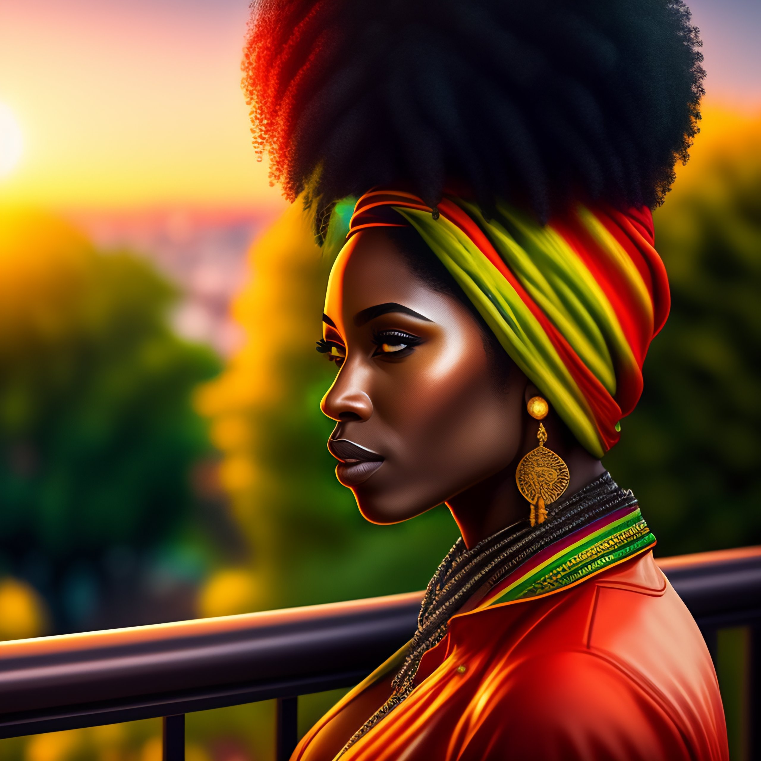 Lexica - Black rasta woman woman enjoying the view of trees that have ...