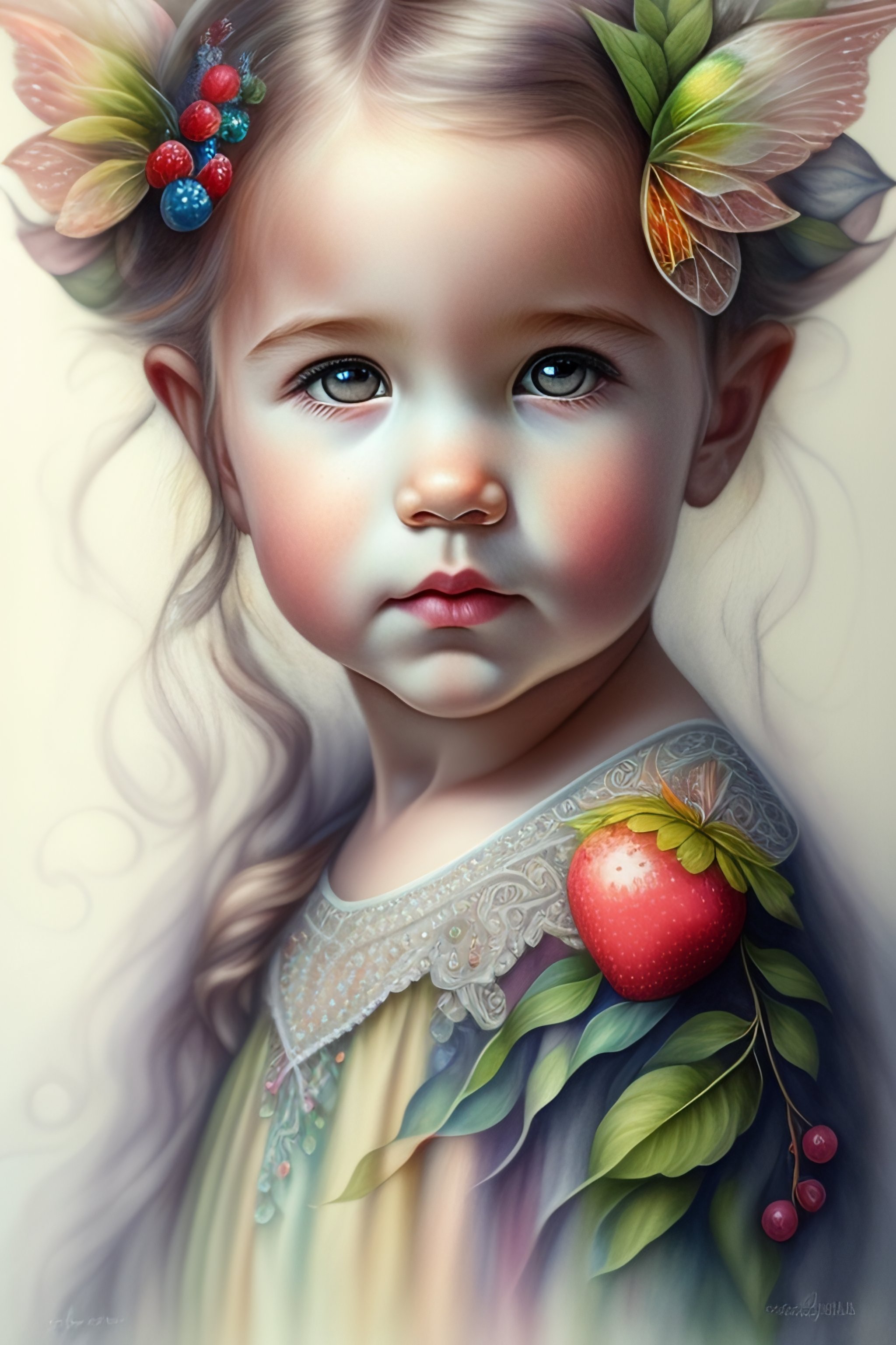 Lexica - Full figure pencil drawing 2ears toddler berry fairy , water ...