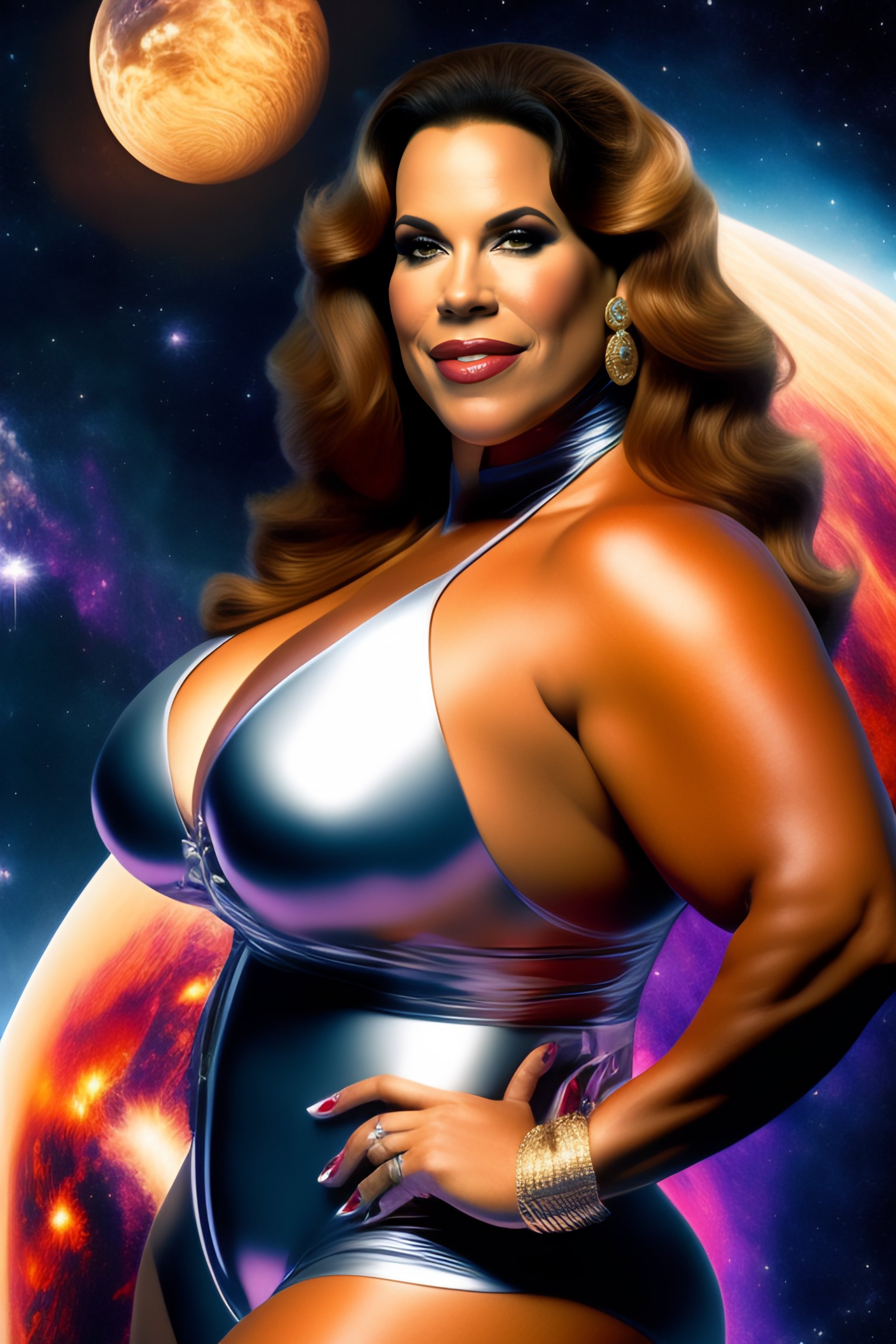 Lexica - Portrait of chelsea charms in a spacesuit