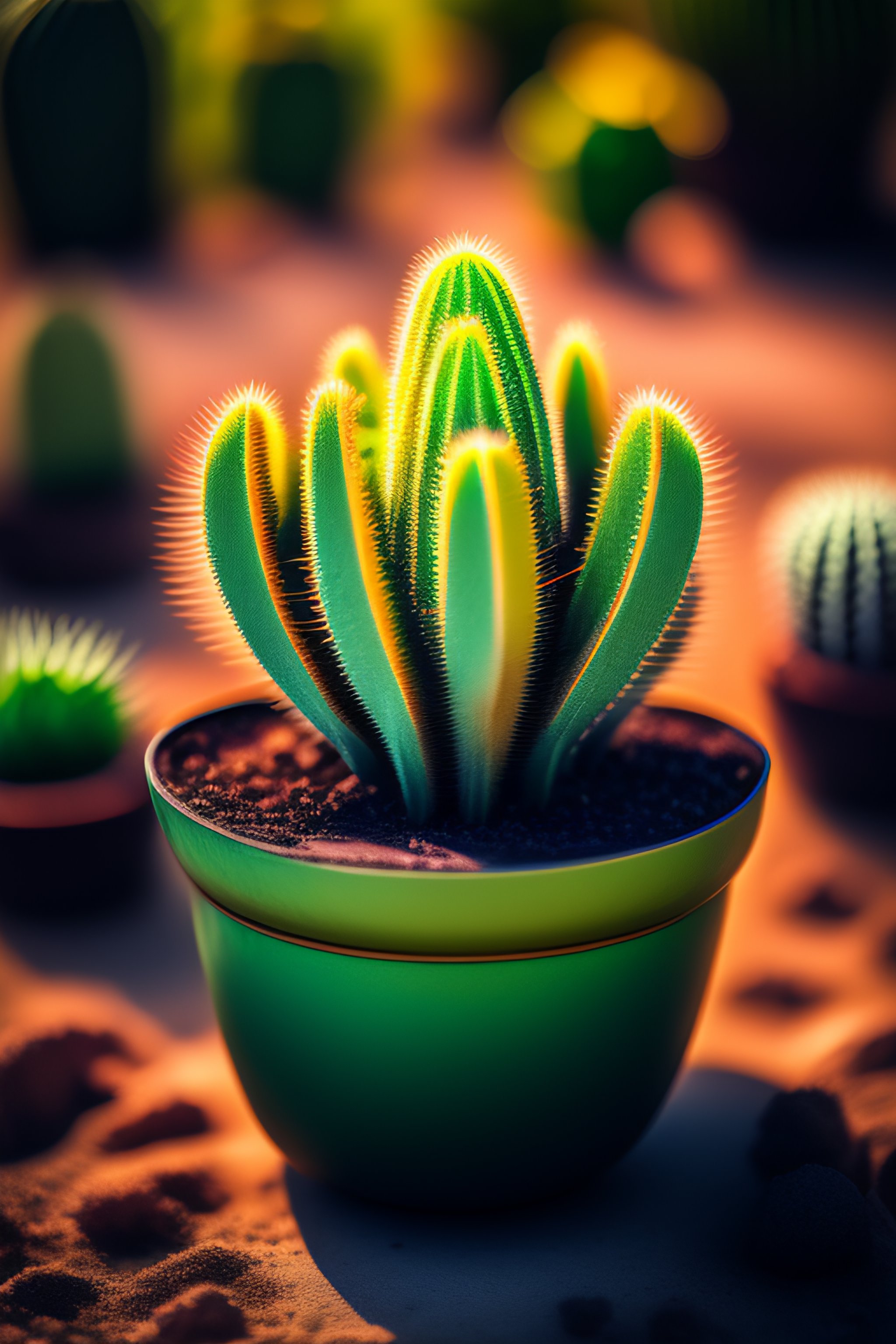 Lexica - A close up of a cactus in a pot, a stock photo by boetius ...