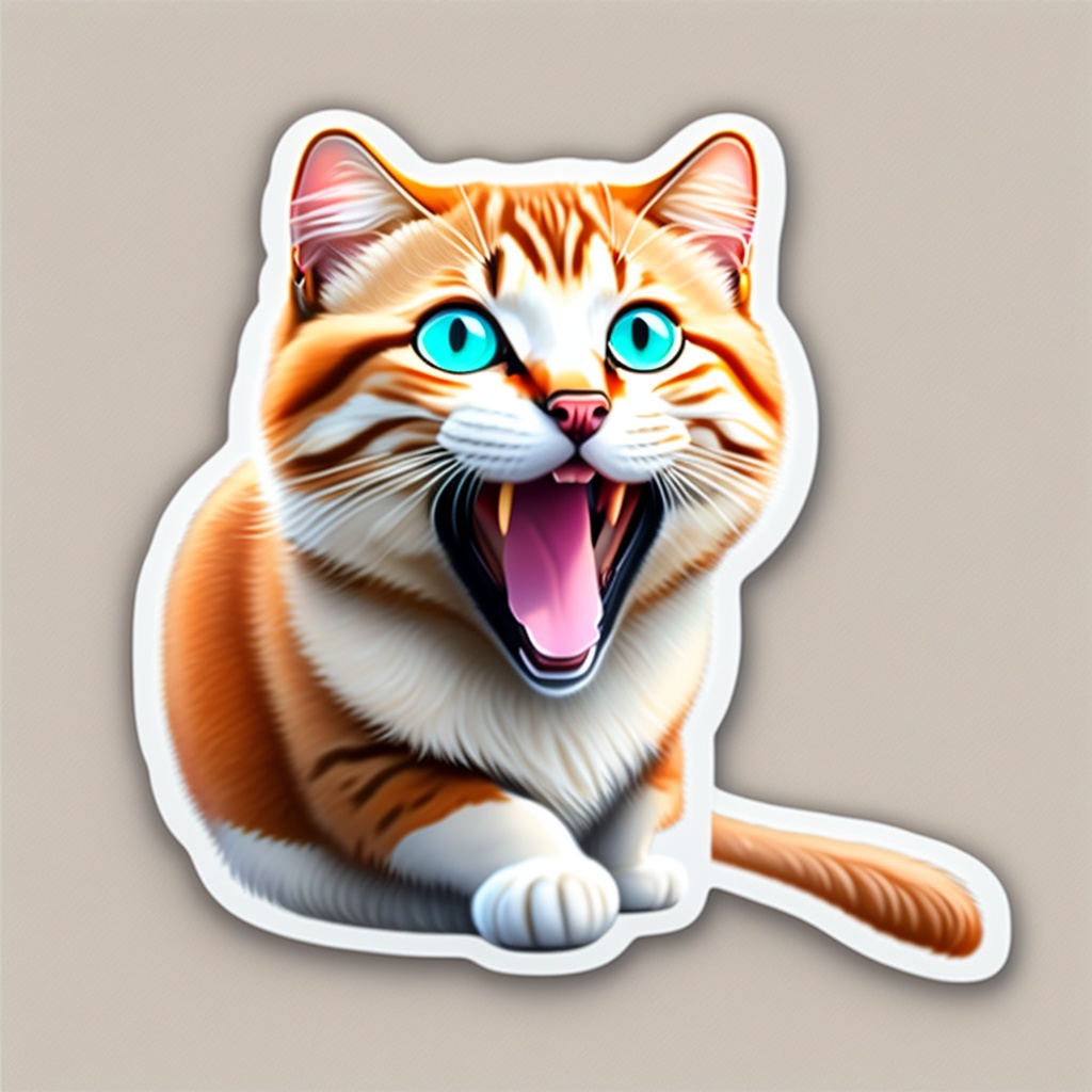 Lexica - A happy laughing cat , white background, sticker
