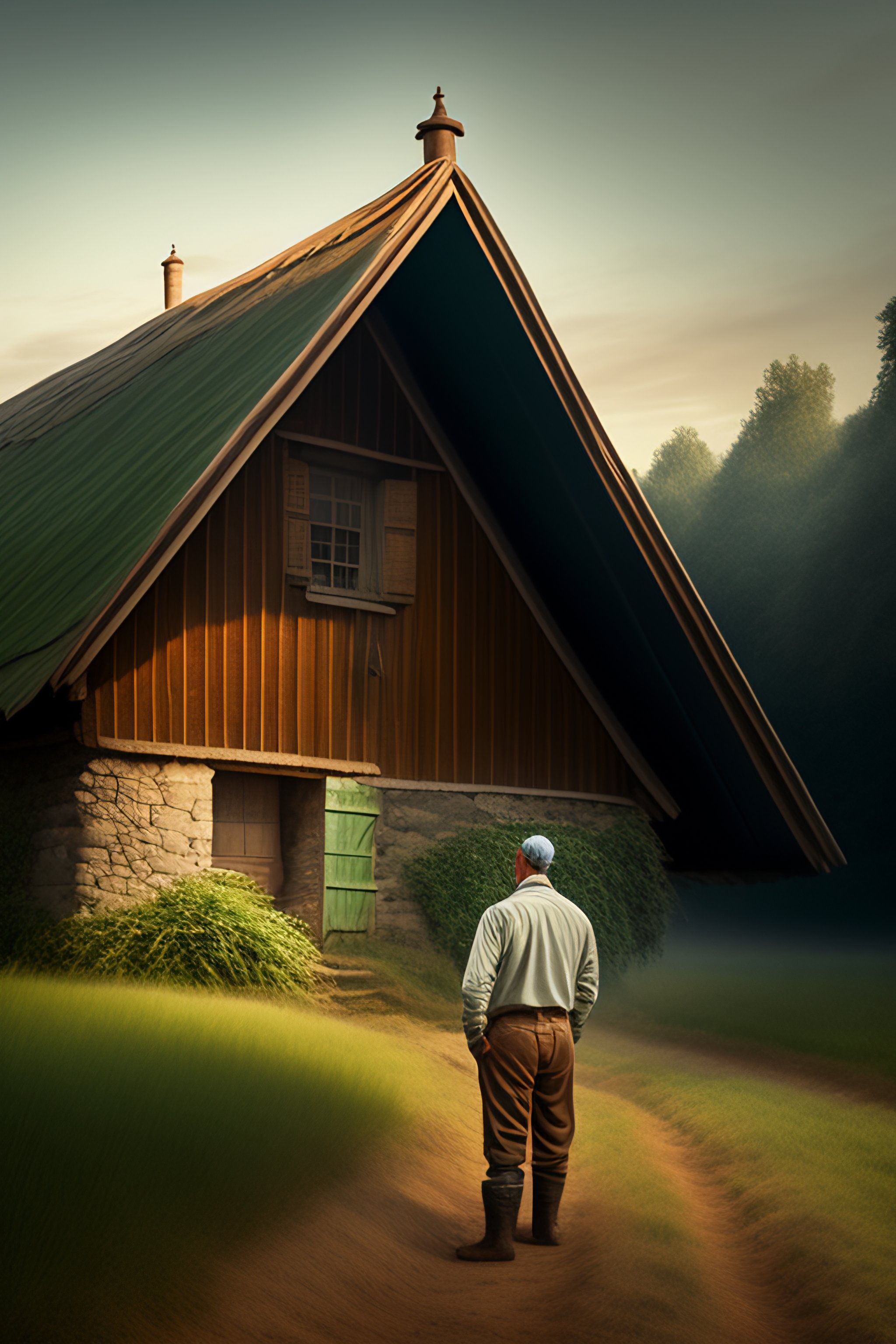Lexica - Portrait of a farmer with a house