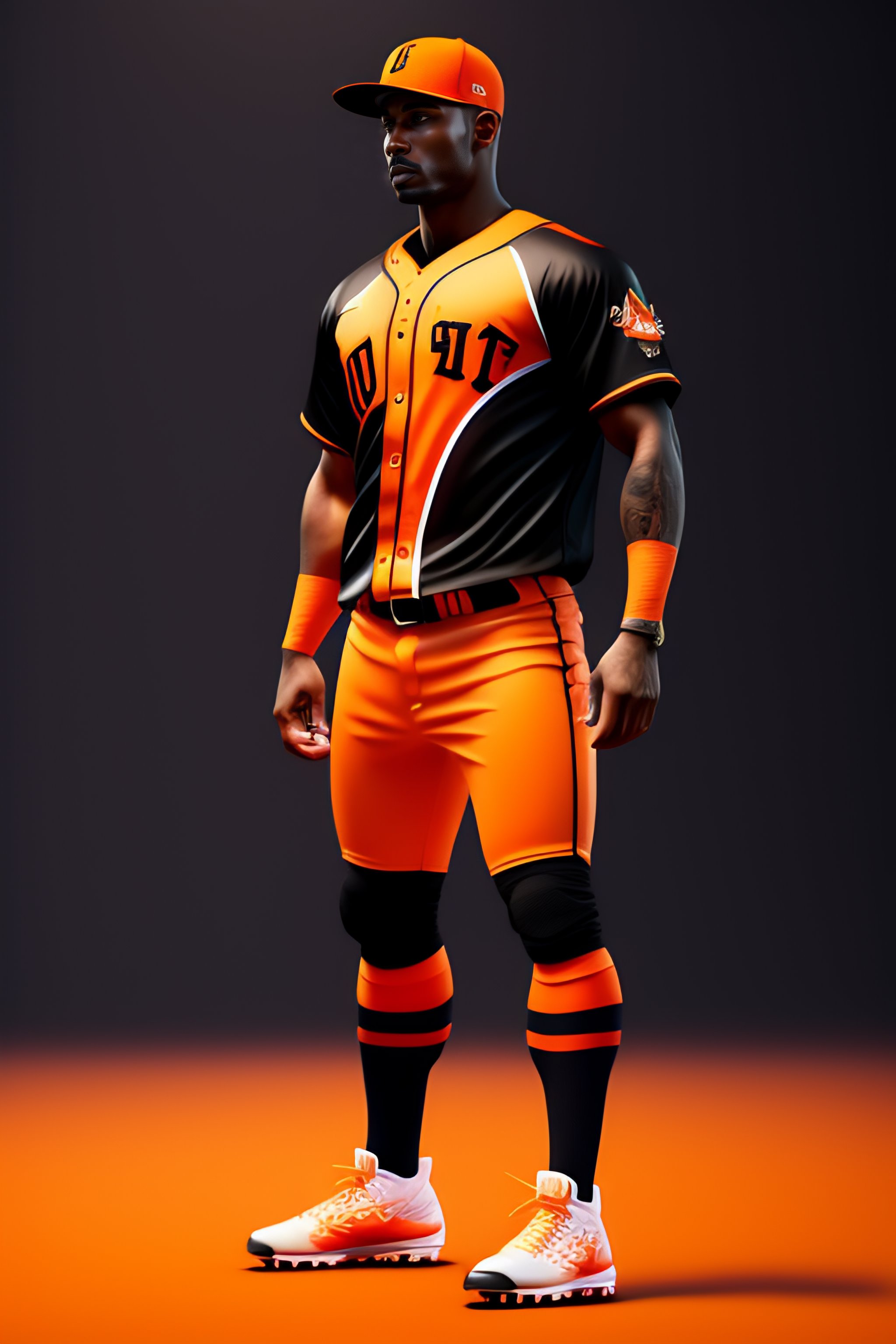 Lexica - disruptive baseball uniform orange and black