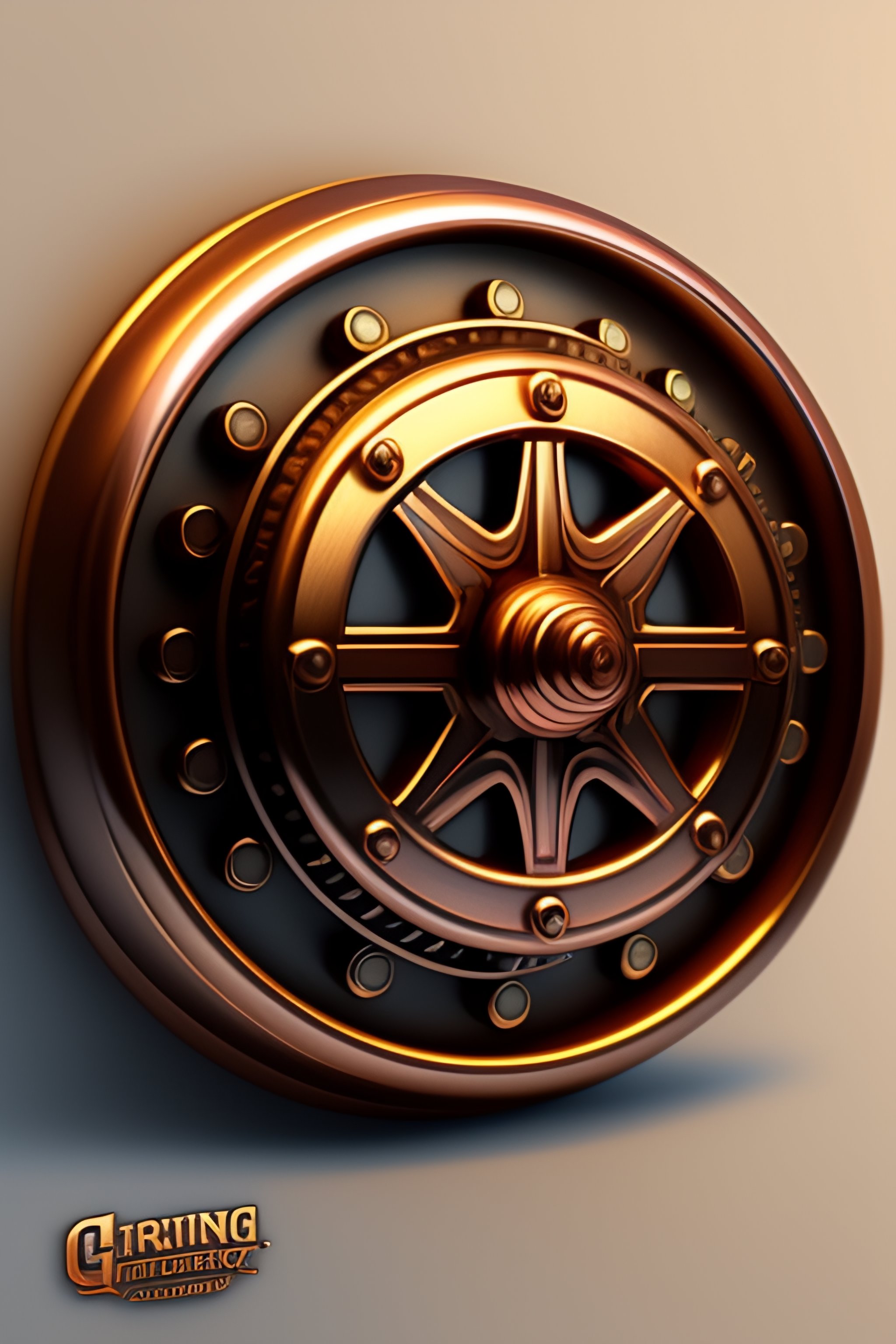 Lexica - A OLD COPPER Minimalist logo,WITH GEARS!!, CLASSIC CARS in