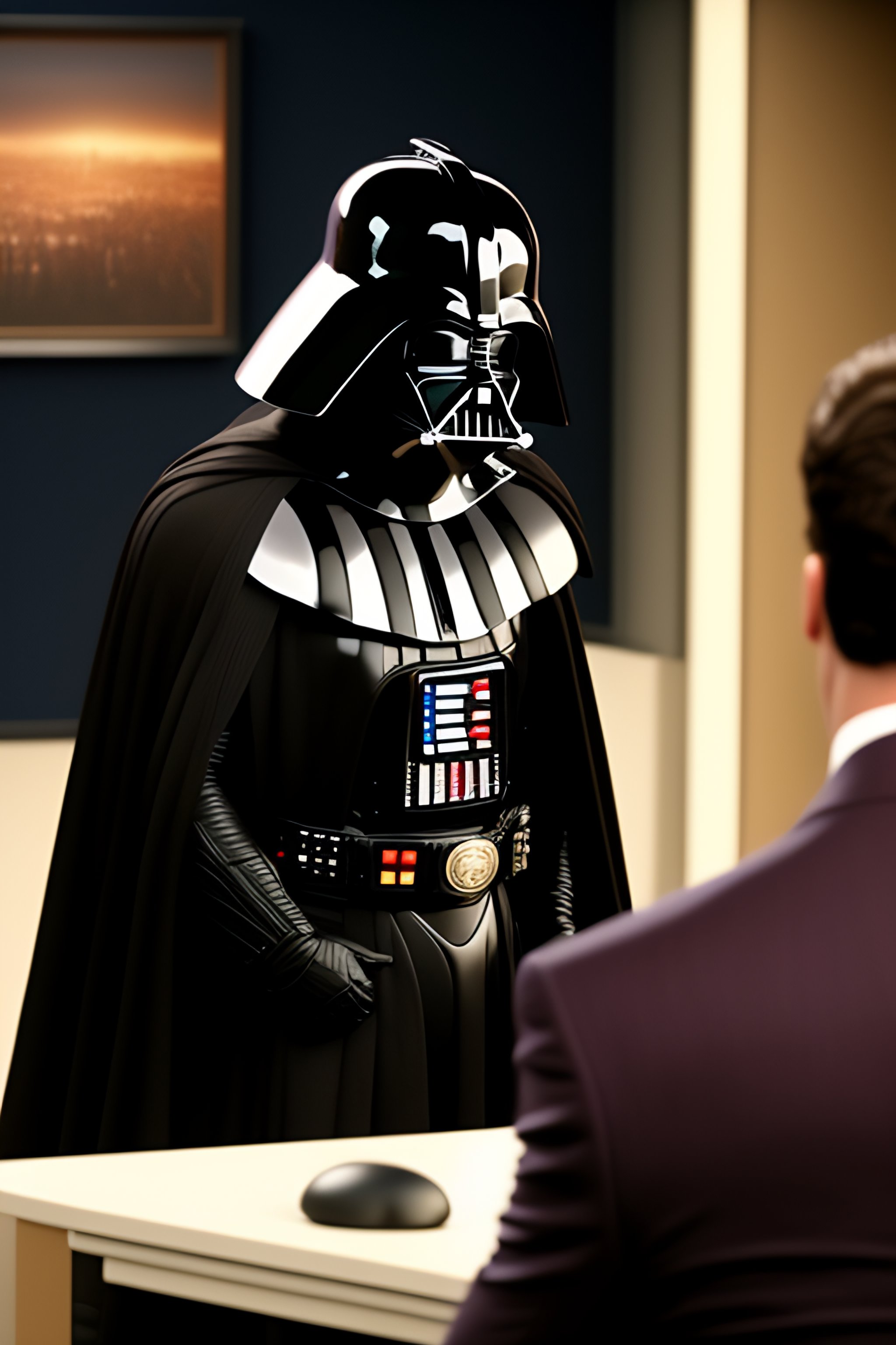 Lexica - Darth Vader from star wars giving an interview on the TV show 