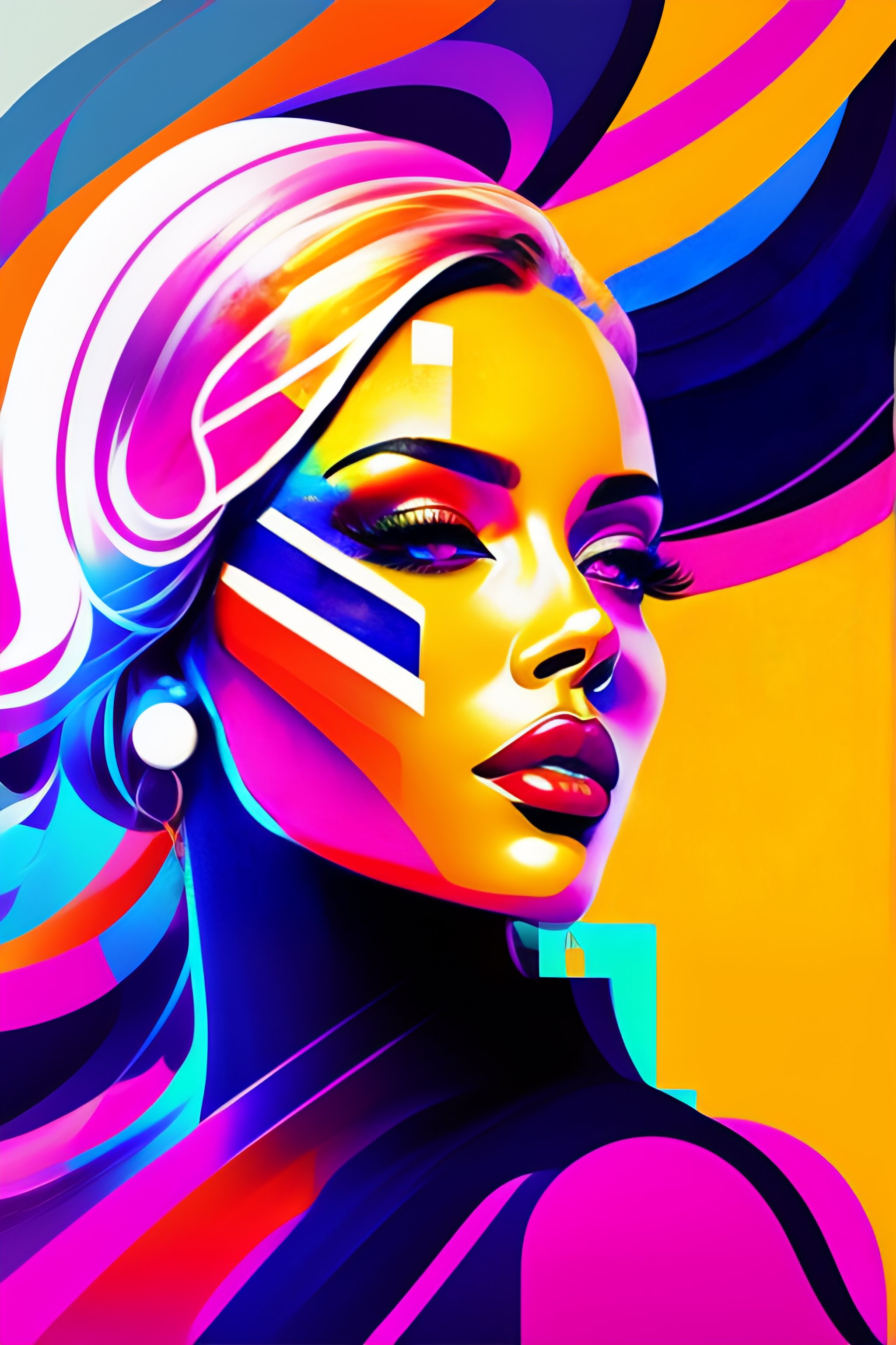 Lexica - Vector style the abstract painting of an image of a lady ...