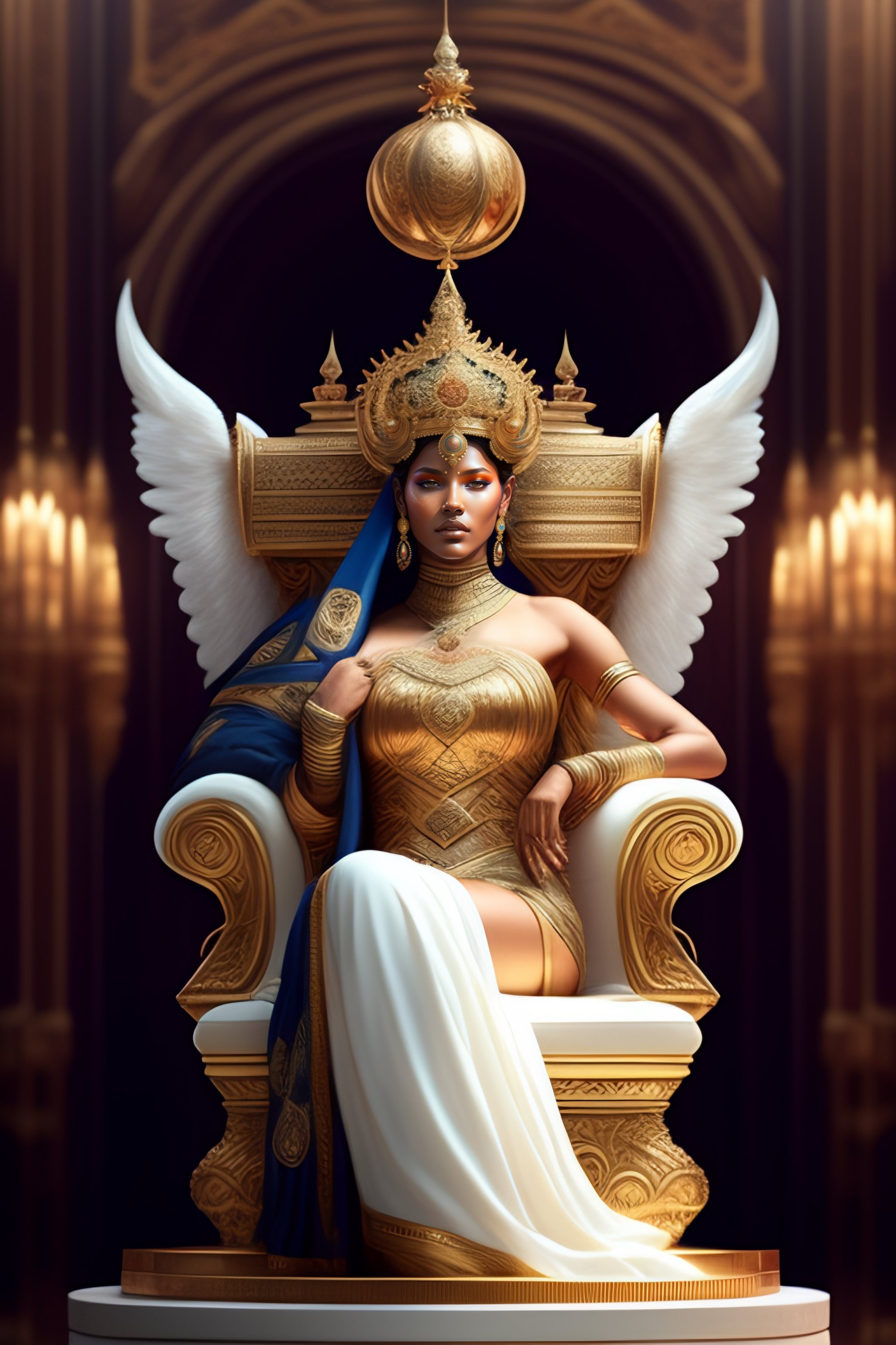 Lexica Emperor sit in a marble throne decorated with ram heads Art by