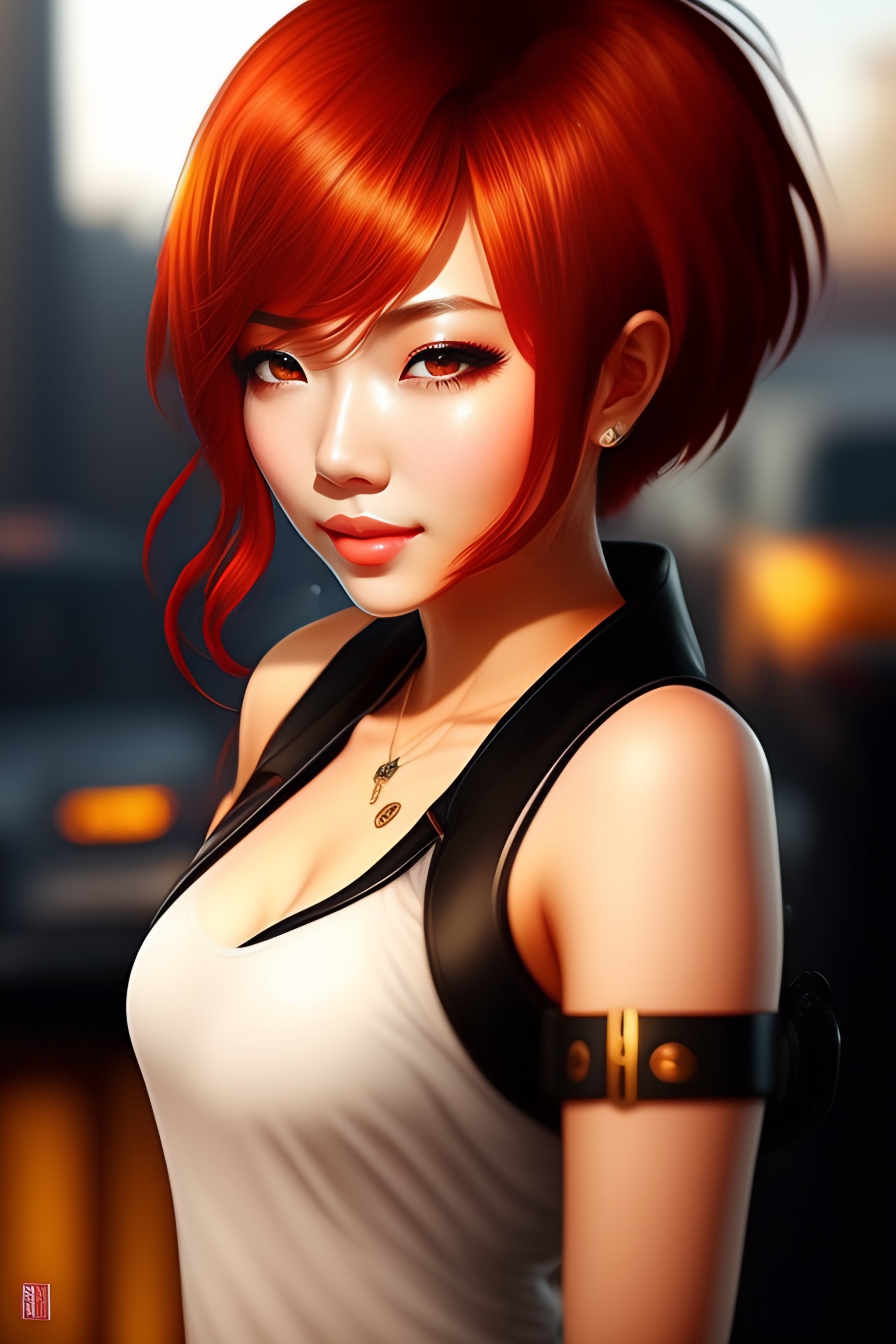  Lexica - Anime girl, red short hair