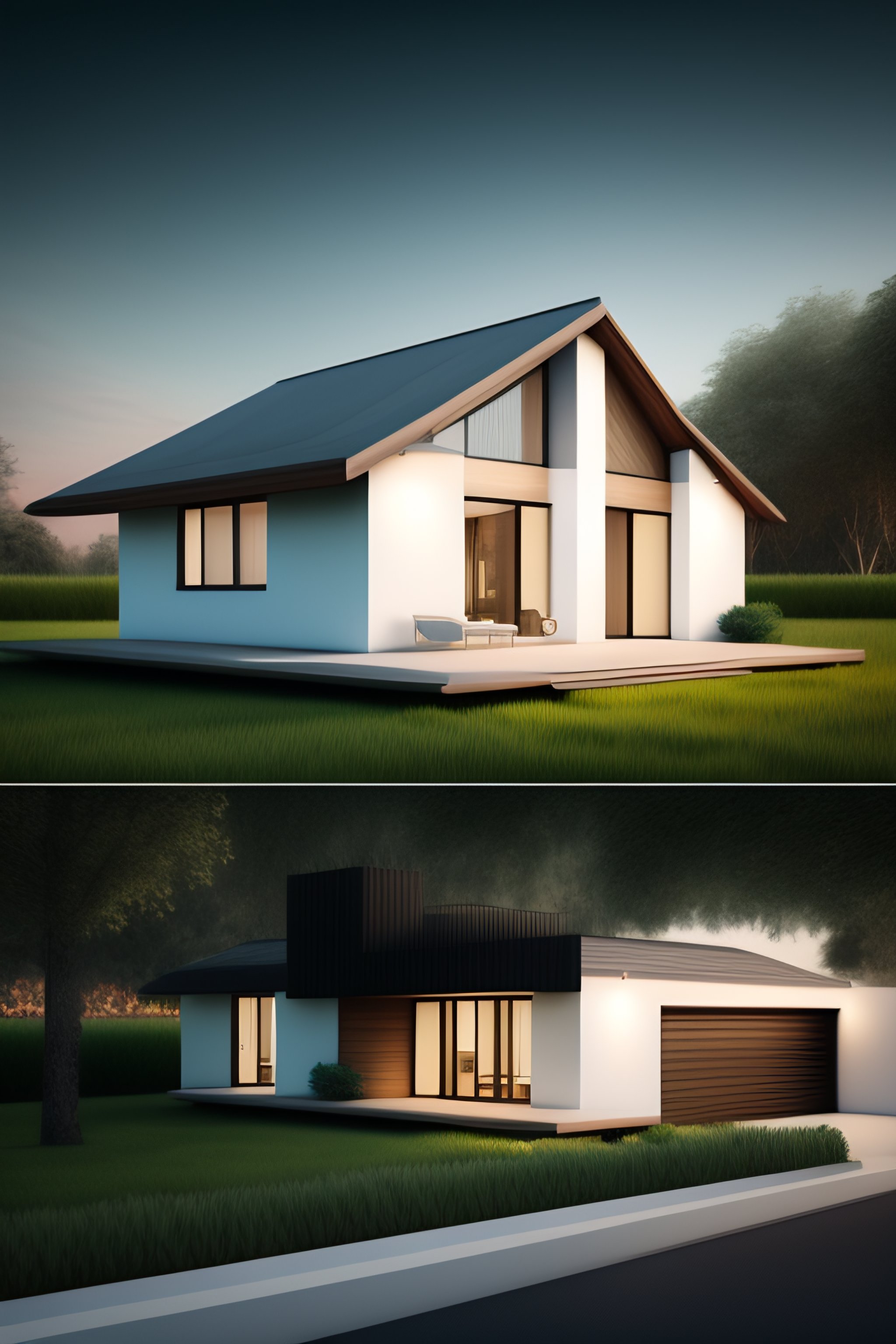 Lexica - Architectural render photo of a Modern and little house cat