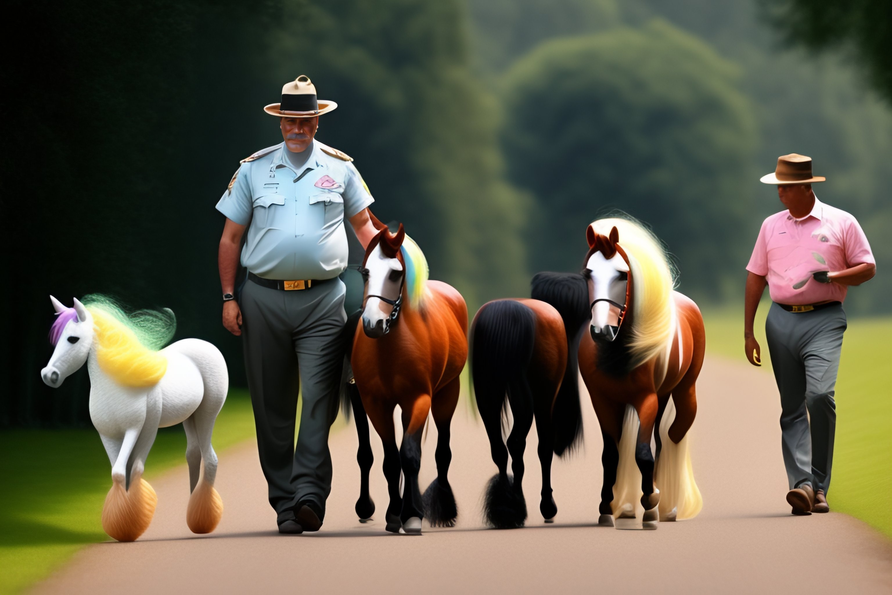 Lexica - Tom and friend walking with my little pony and lady big