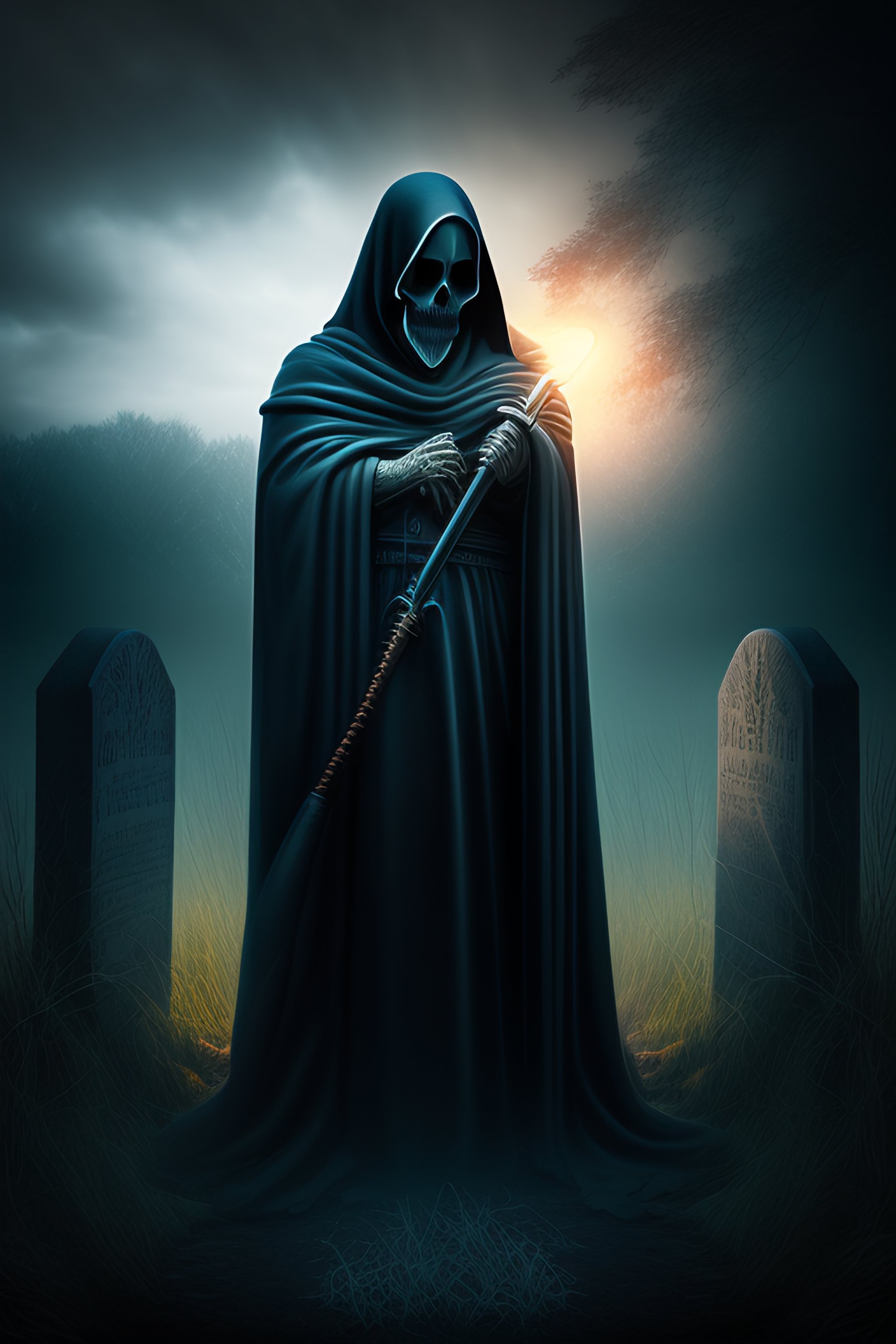 Crying Grim Reaper Dark Painting · Creative Fabrica