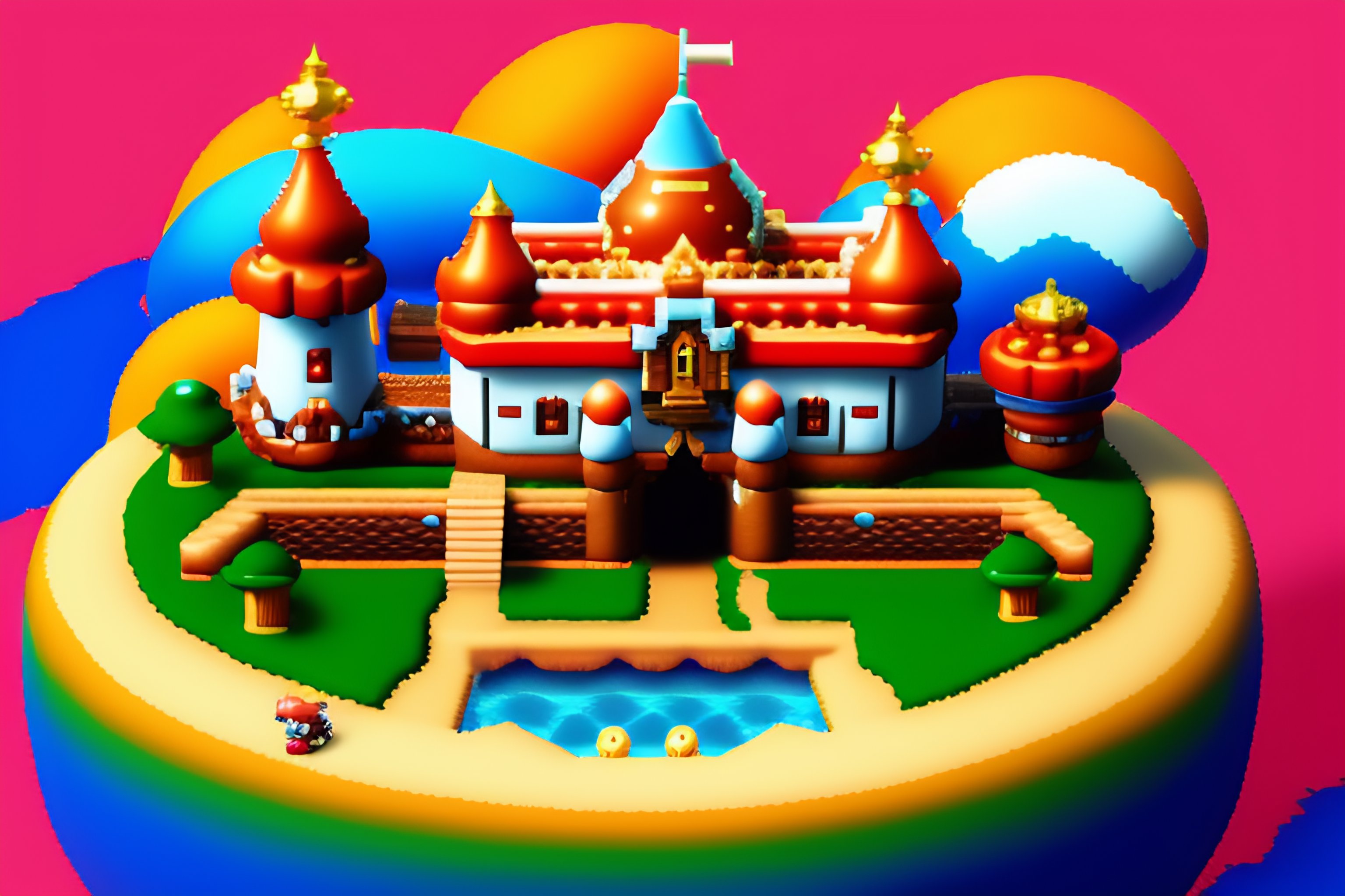 Lexica 16 bit peach castle super mario 64
