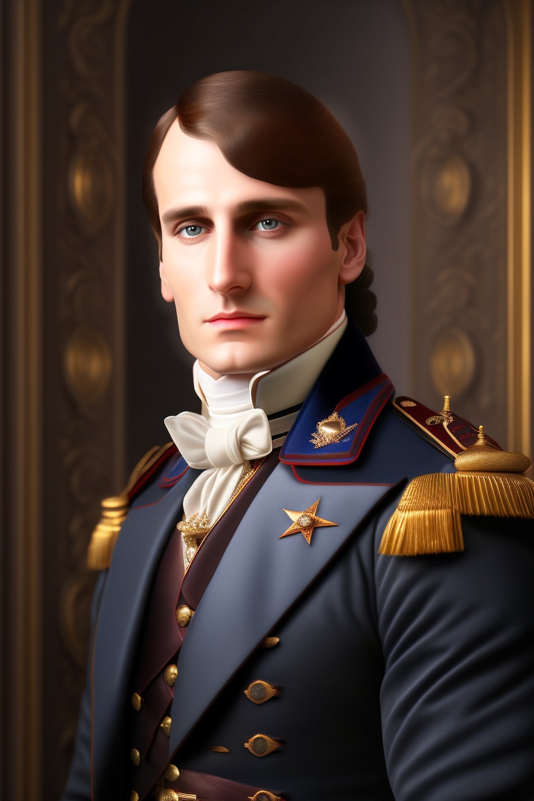 Lexica - Napoleon Bonaparte looking at camera, dark room, super realistic