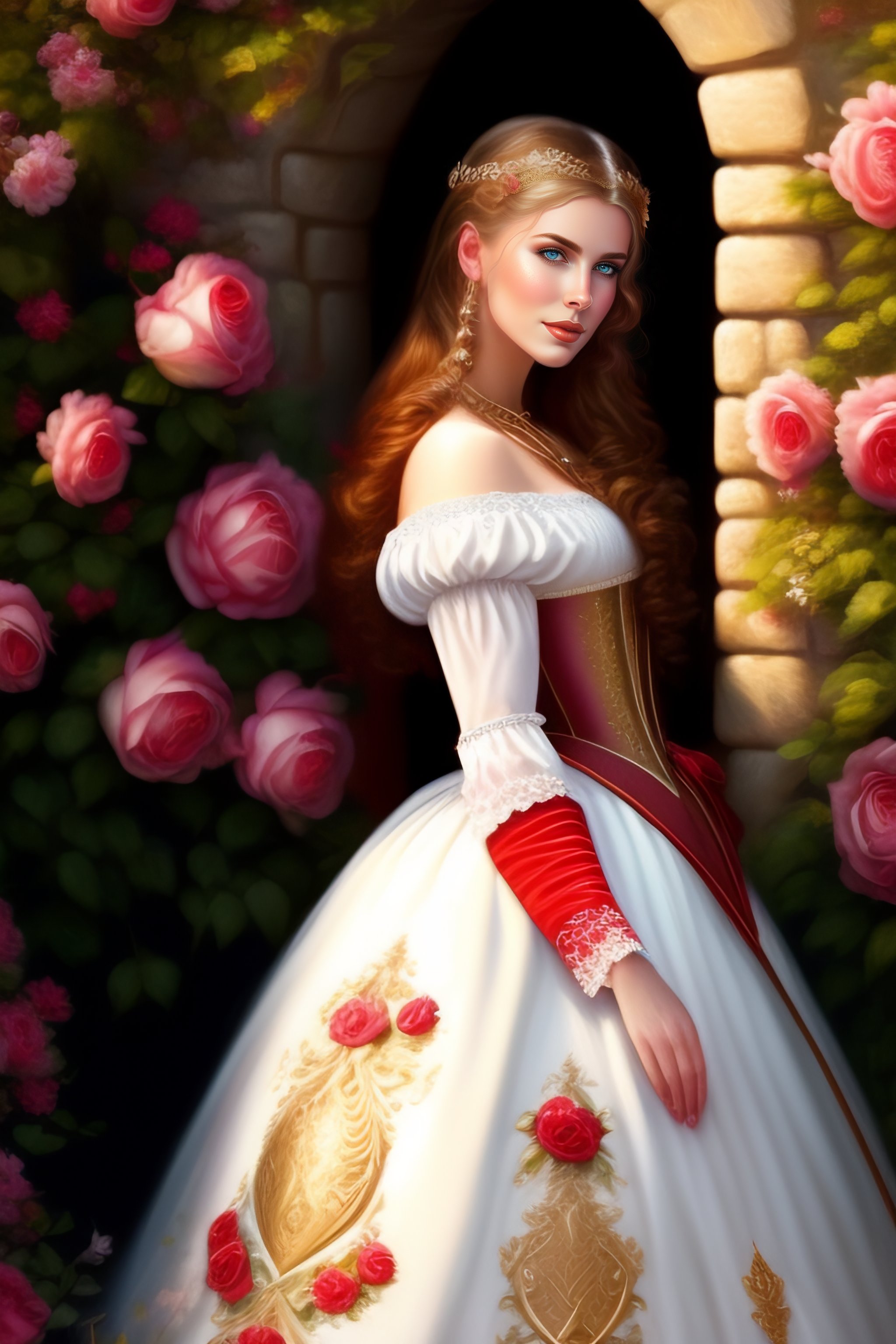 Lexica - White attractive young girl, medieval dress with corset ...