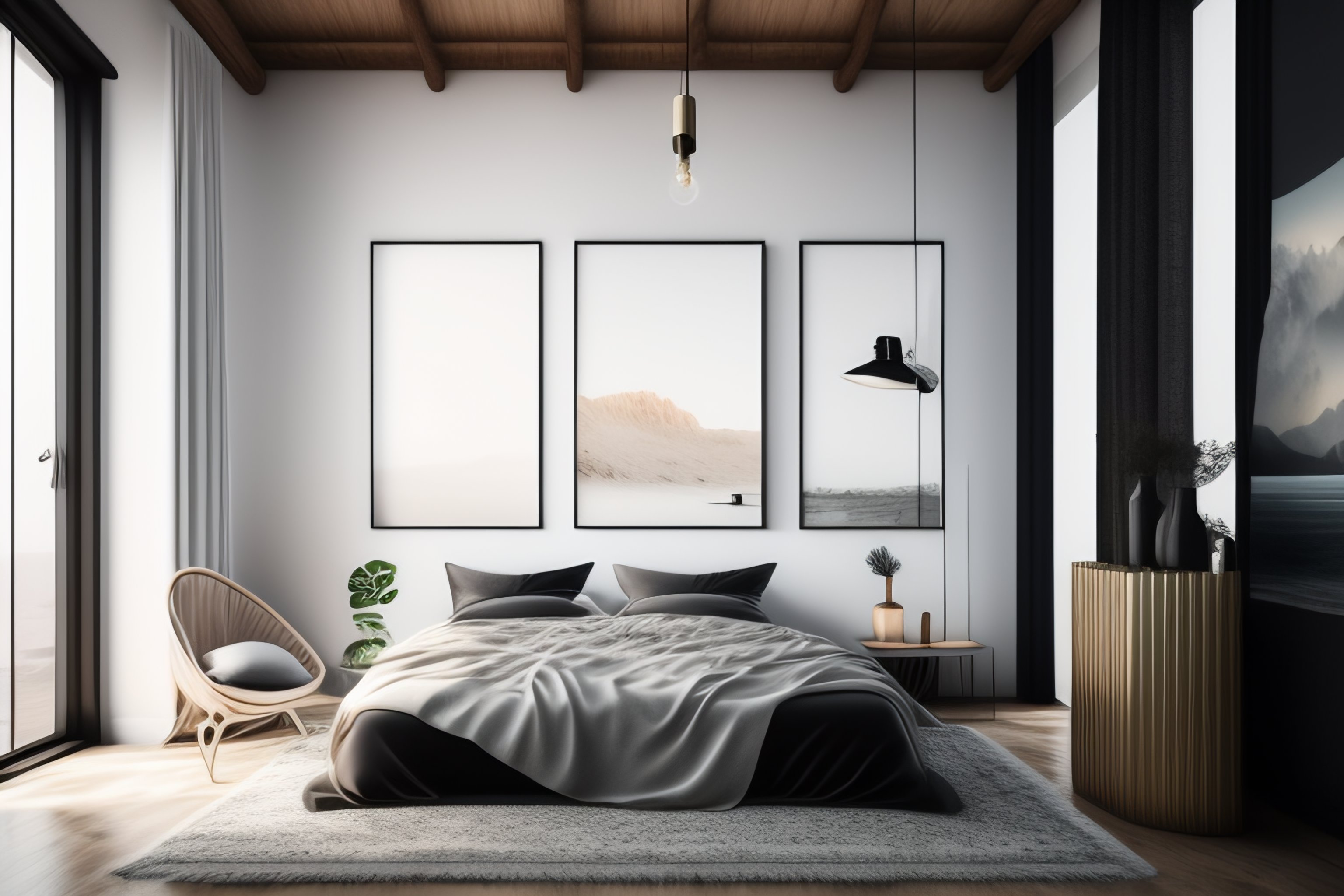 Lexica A minimalist mockup photo with large blank frame, in a white