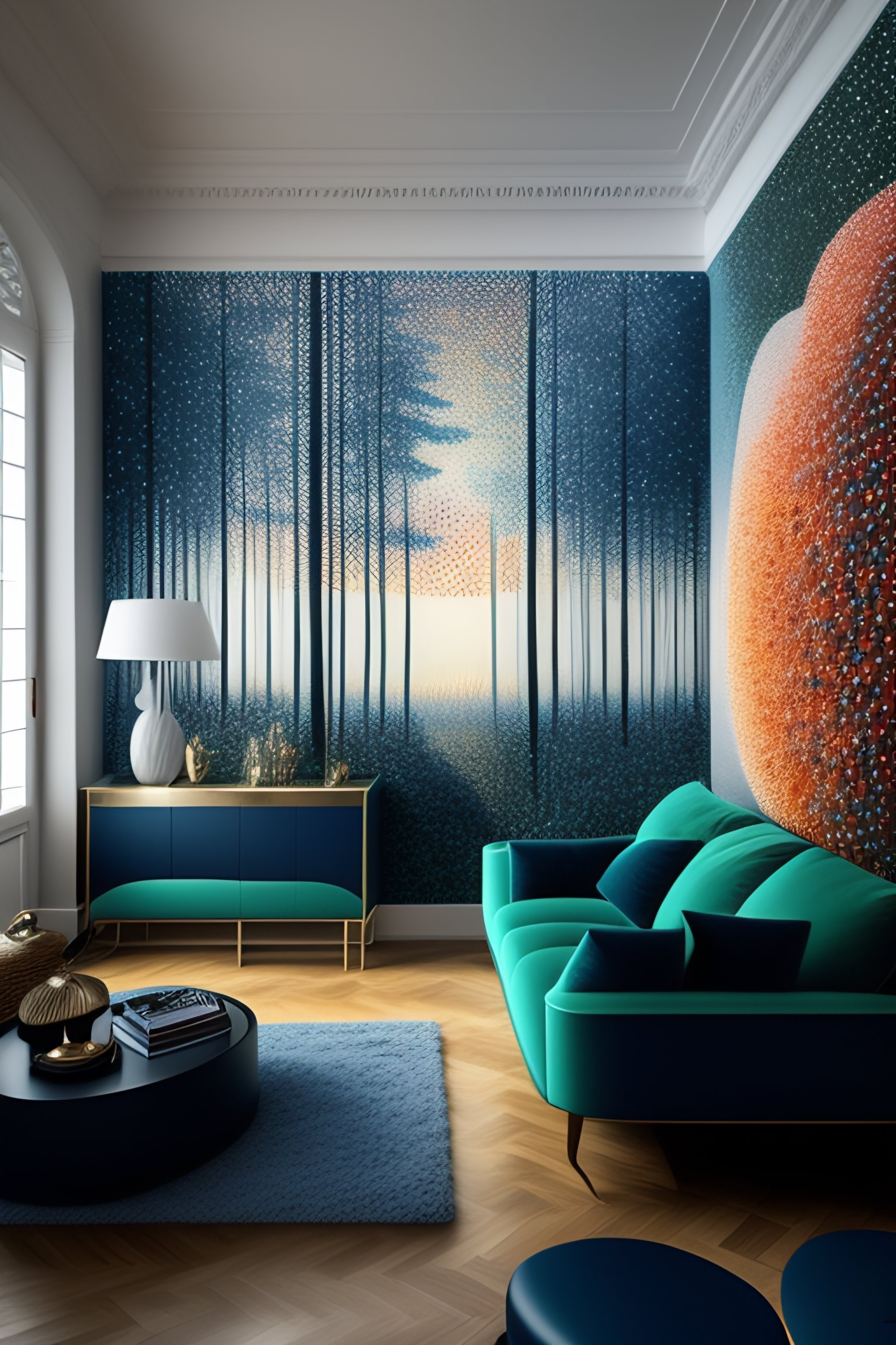 Lexica - Interior design in the style of 'pointillist' art