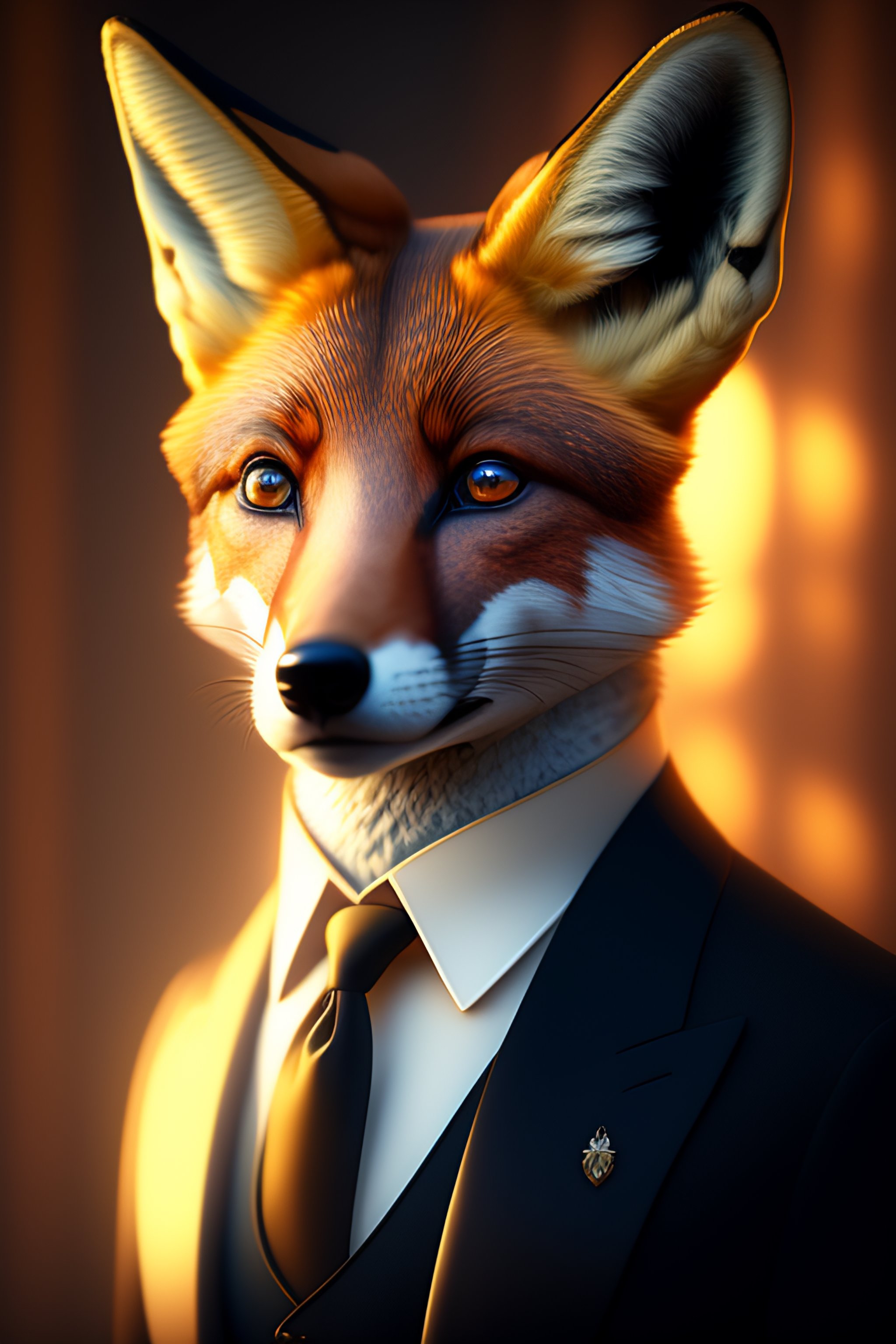 Lexica - Portrait of a fox dressed in suit and top hat small round ...