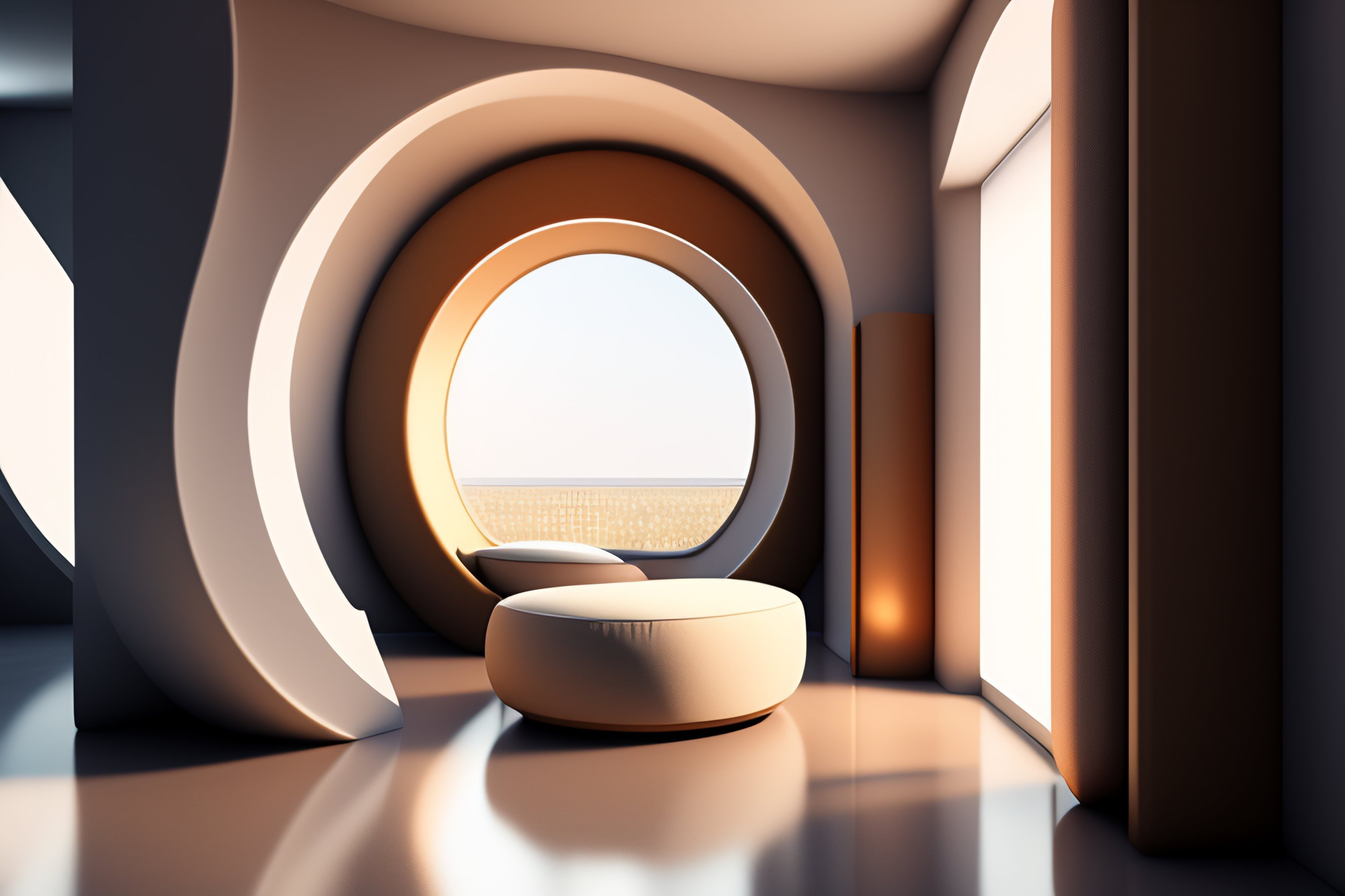 Lexica - 3d render of a liminal space beige and light brown and white ...