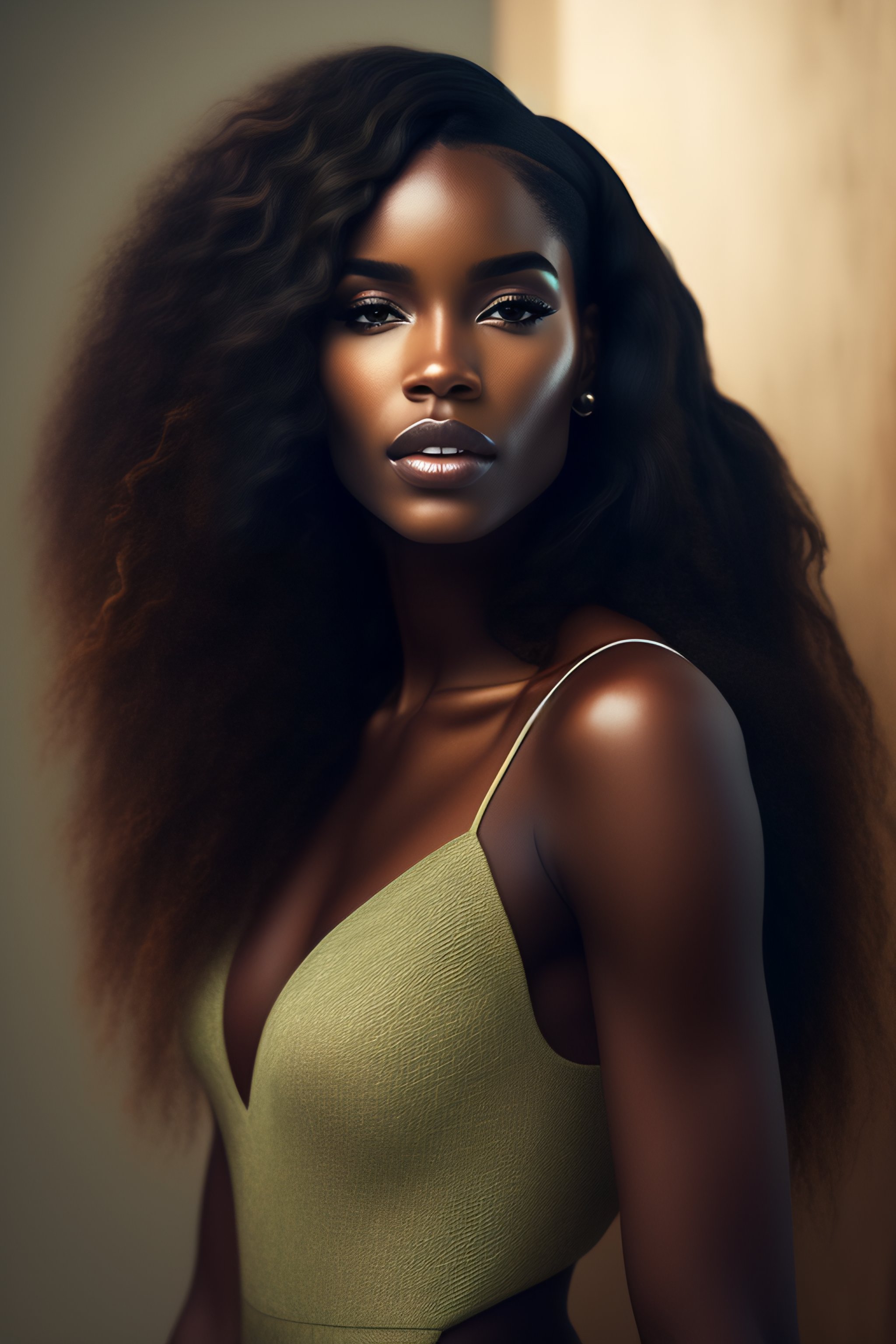 Lexica - Portrait, beautiful woman, black woman, long hair