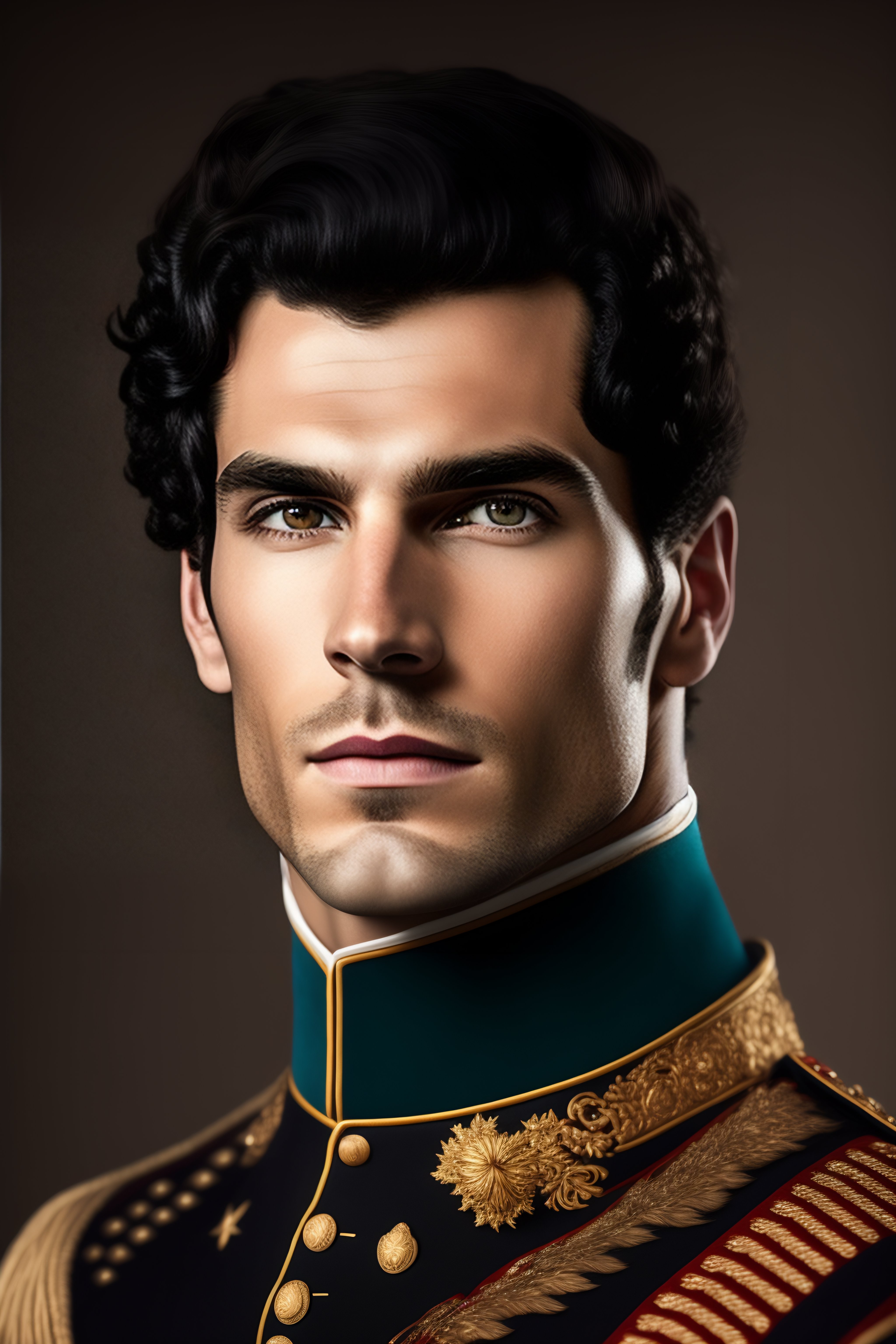 Lexica Portrait Handsome Caucasian Man In Military Uniform 18th Century Black Hair Green Eyes 2284