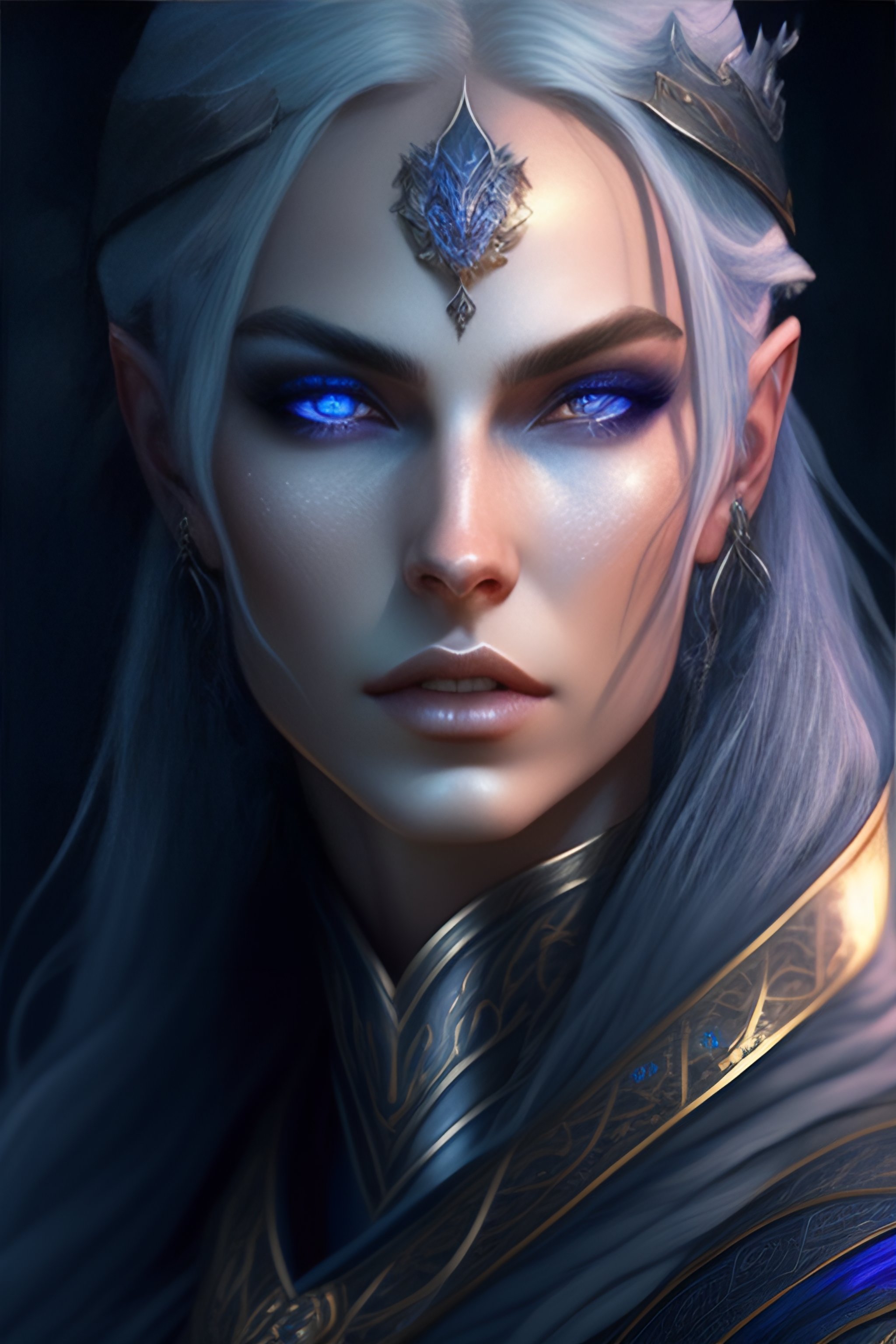 Lexica - High fantasy, dramatic lighting, dark elf, drow, blue skin ...