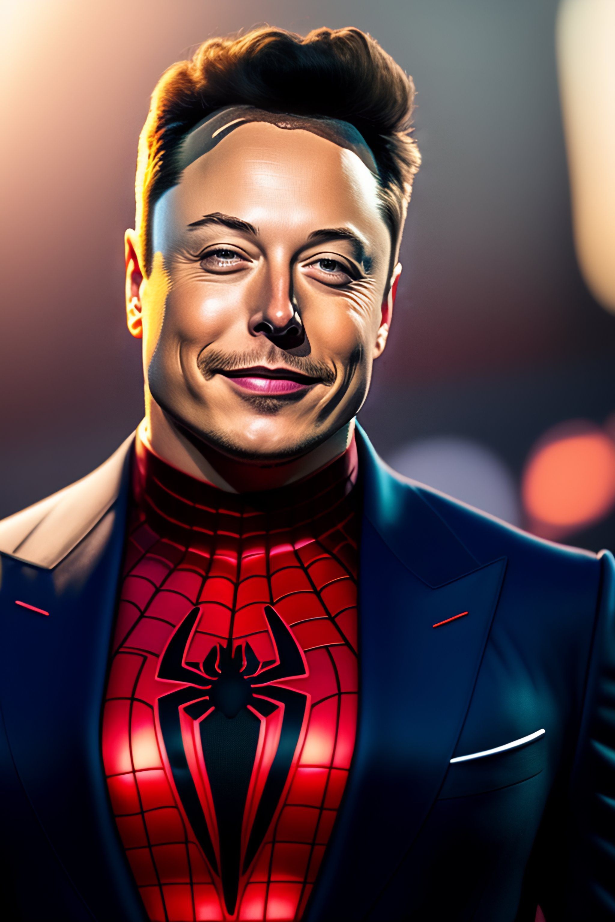 Lexica Portrait Of Elon Musk Dressed As Spiderman