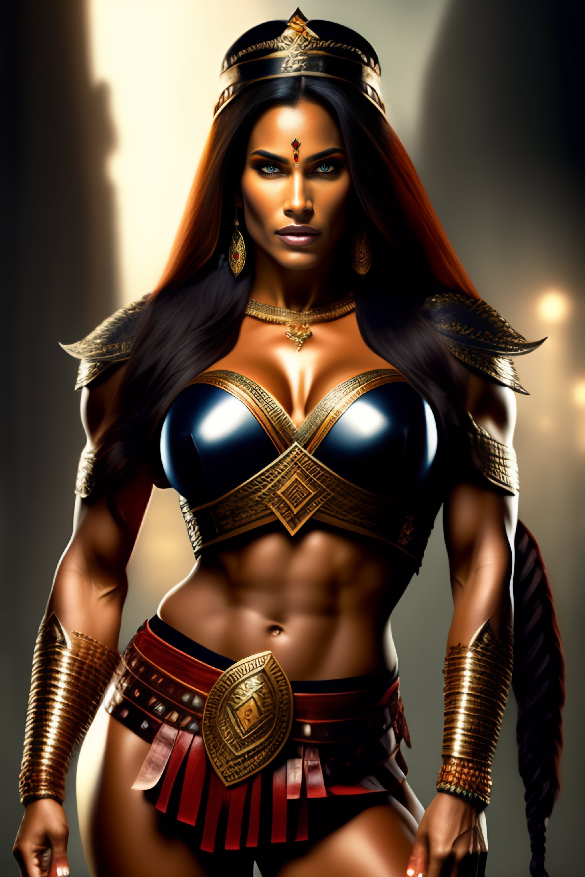 Lexica Full Body Portrait Thin Muscular Viking Amazon Warrior Woman Pack Ab Symmetrical