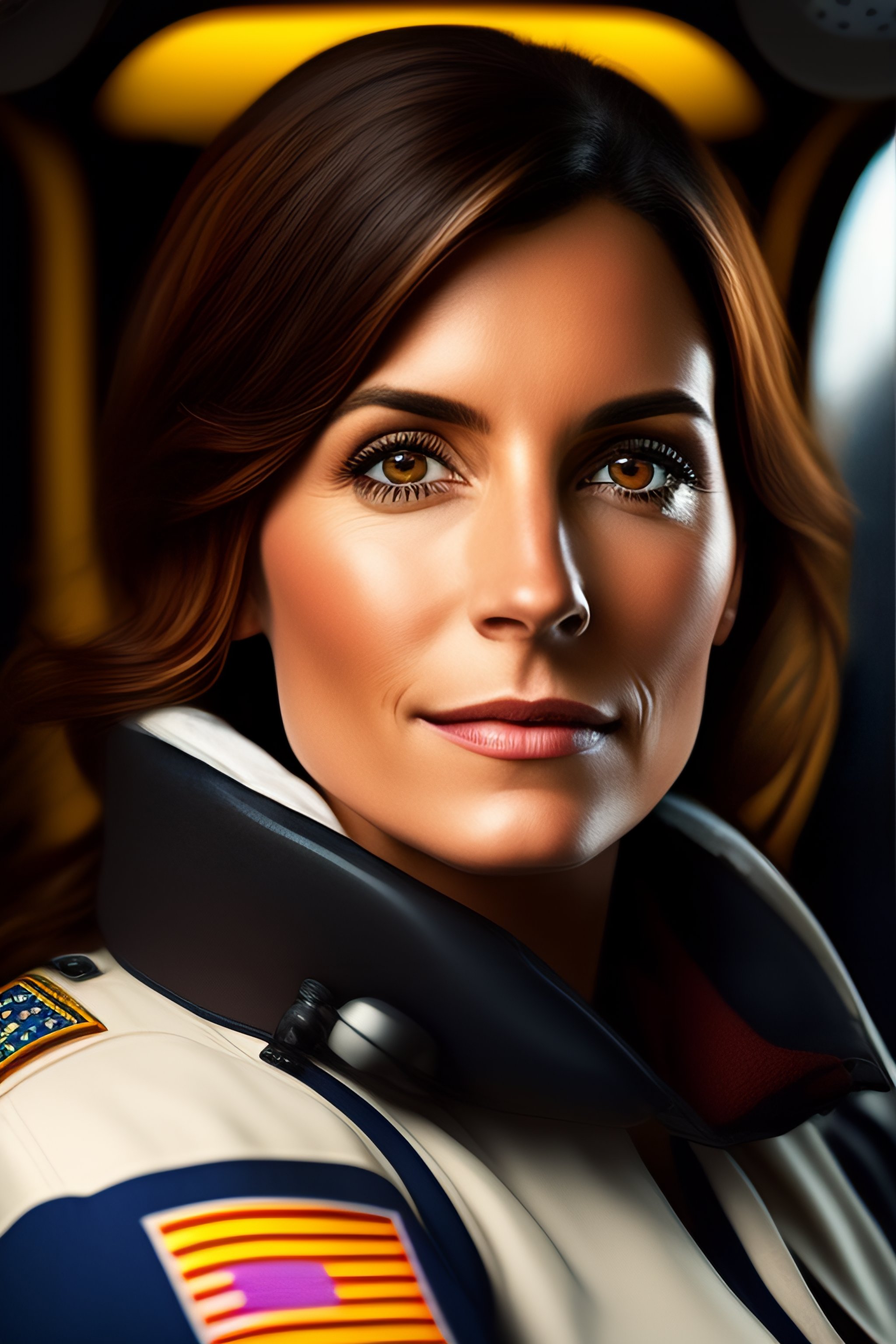 Lexica Pilot sPANISH womAn, interior cockpit, hyperdetailed, BROWN