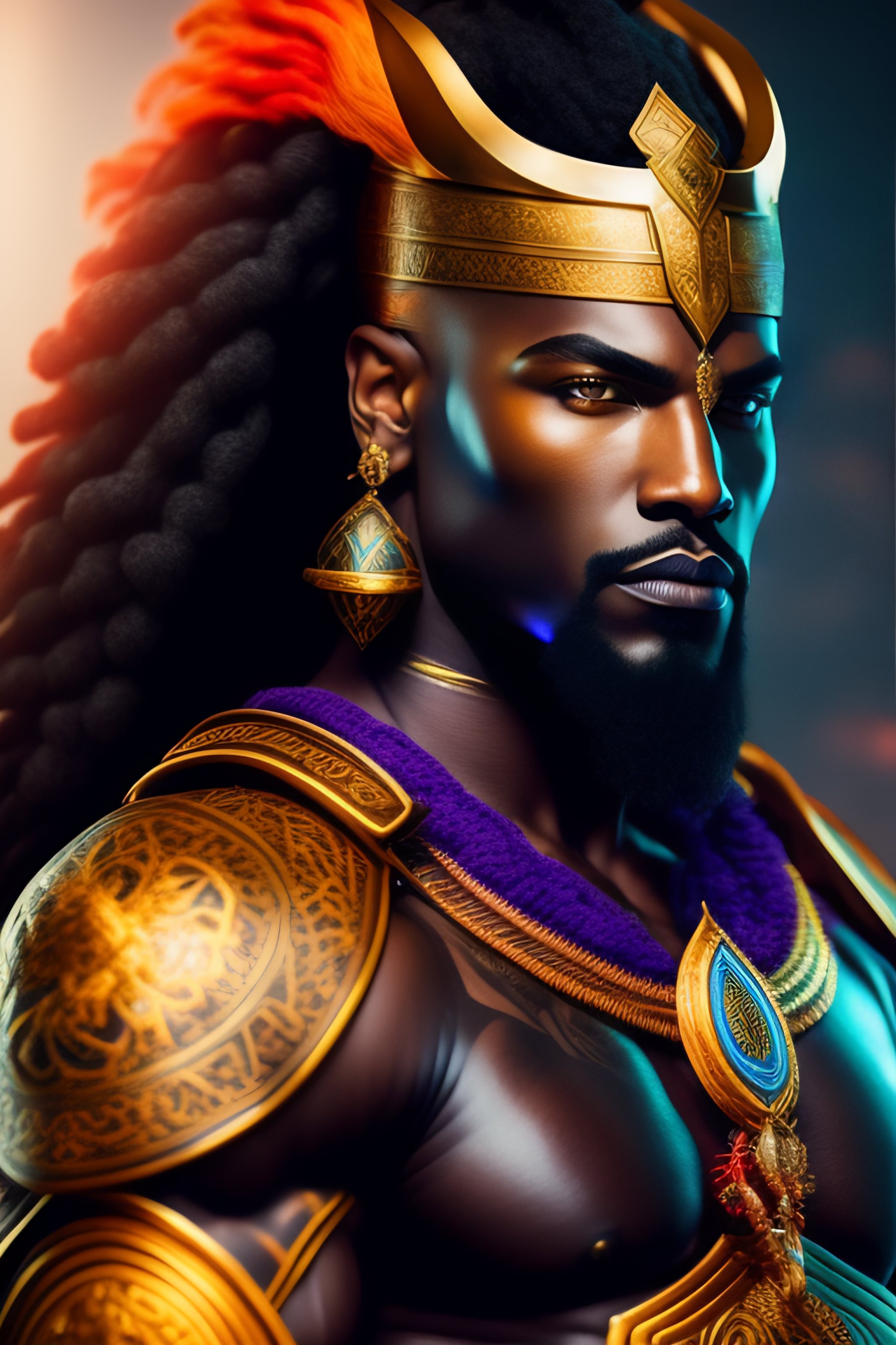 Lexica - Highly detailed color portrait Horus the god of war and sky ...