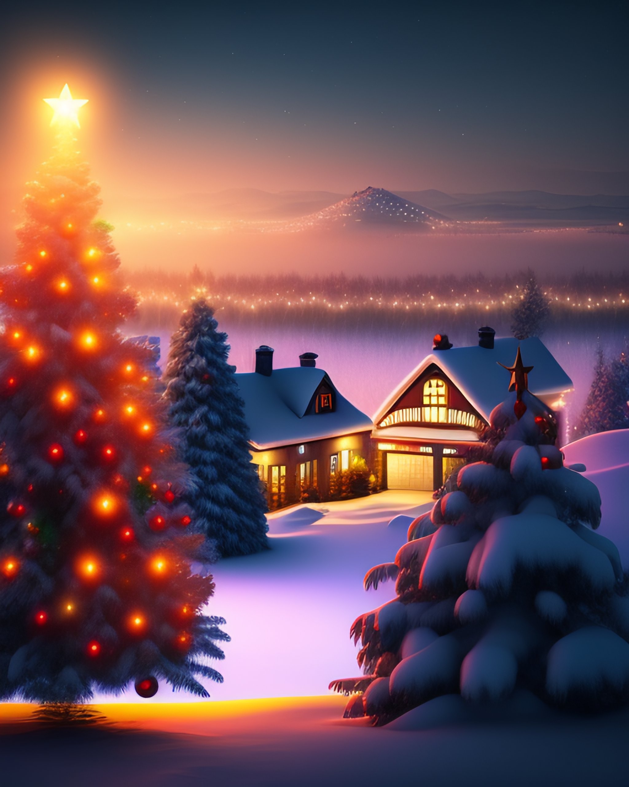 Lexica - City with cristmas view, christmas concept house, cristmas ...