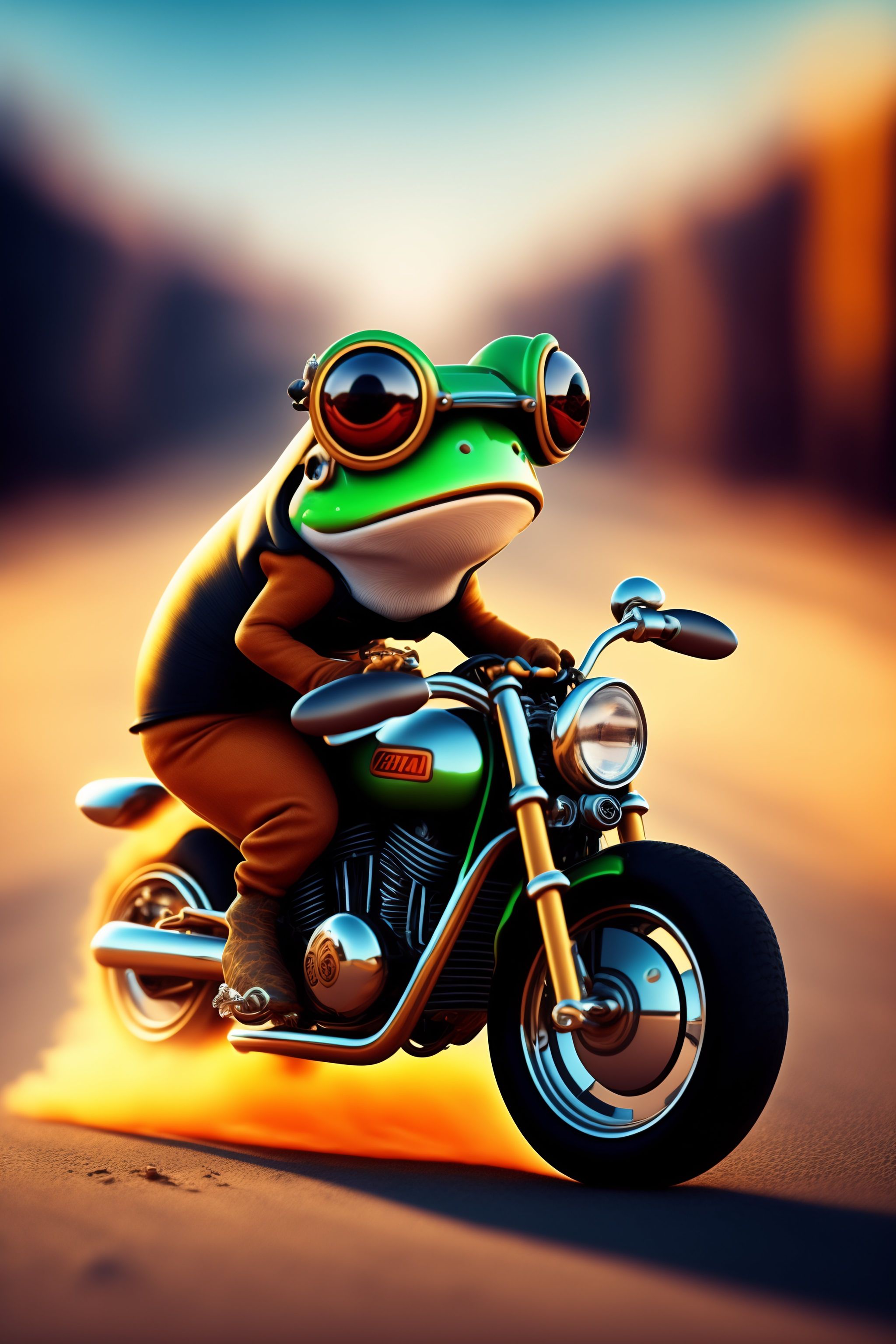 Crazy Frog on One Wheel Motorcycle Dead · Creative Fabrica