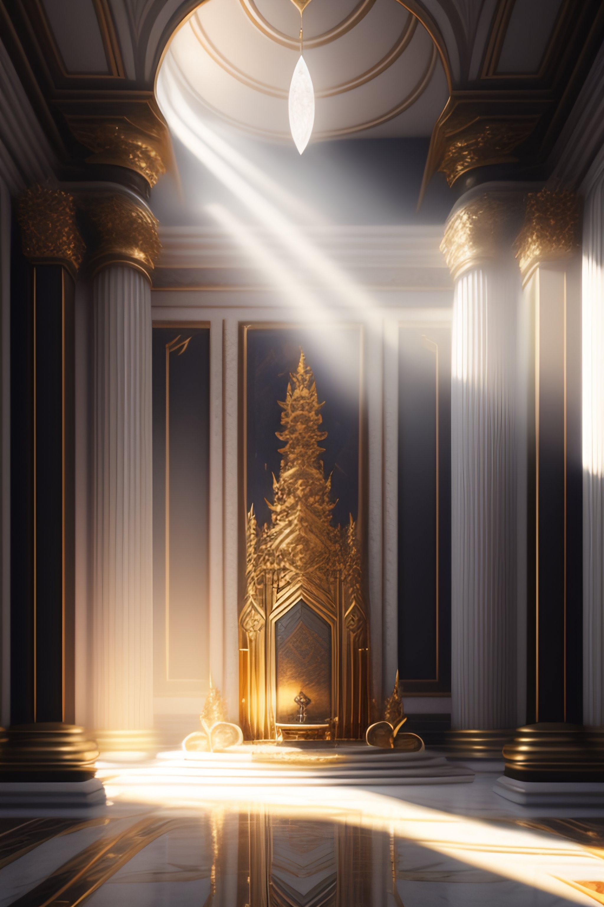 Lexica Wide angle shot of Beautiful fantasy throne room made from