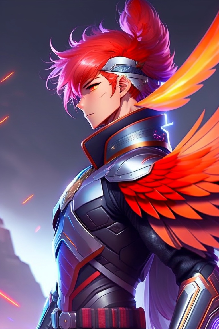 anime boy with red hair and sword